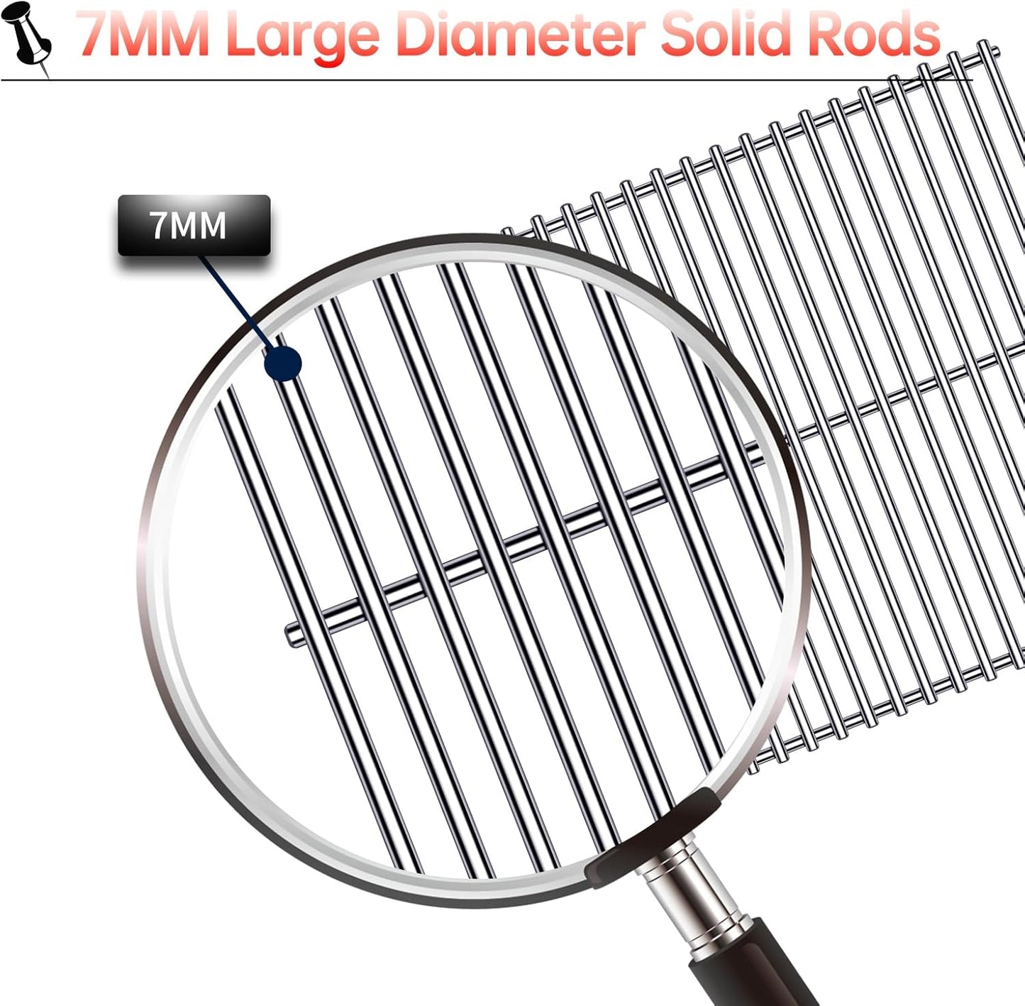 BBQ Grill Grates Replacement for Cuisinart Gas Grill CGG-200, CGG-220, CGG-240 Accessories, Stainless Steel Cooking Grate Grids Gas Grill Parts 18 Inch for All Foods Portable Gas Grillls