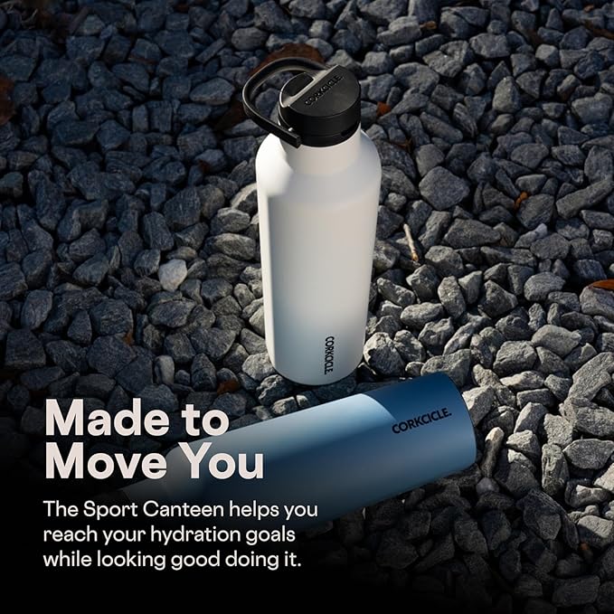 Corkcicle Sport Canteen - Keeps Drinks Cold 25 Hours - Stainless Steel Water Bottle - Triple-Insulated - Spill-Proof - Summer Drinkware Gift - Keeps Drinks Ice Cold - 20 oz - Hammerhead