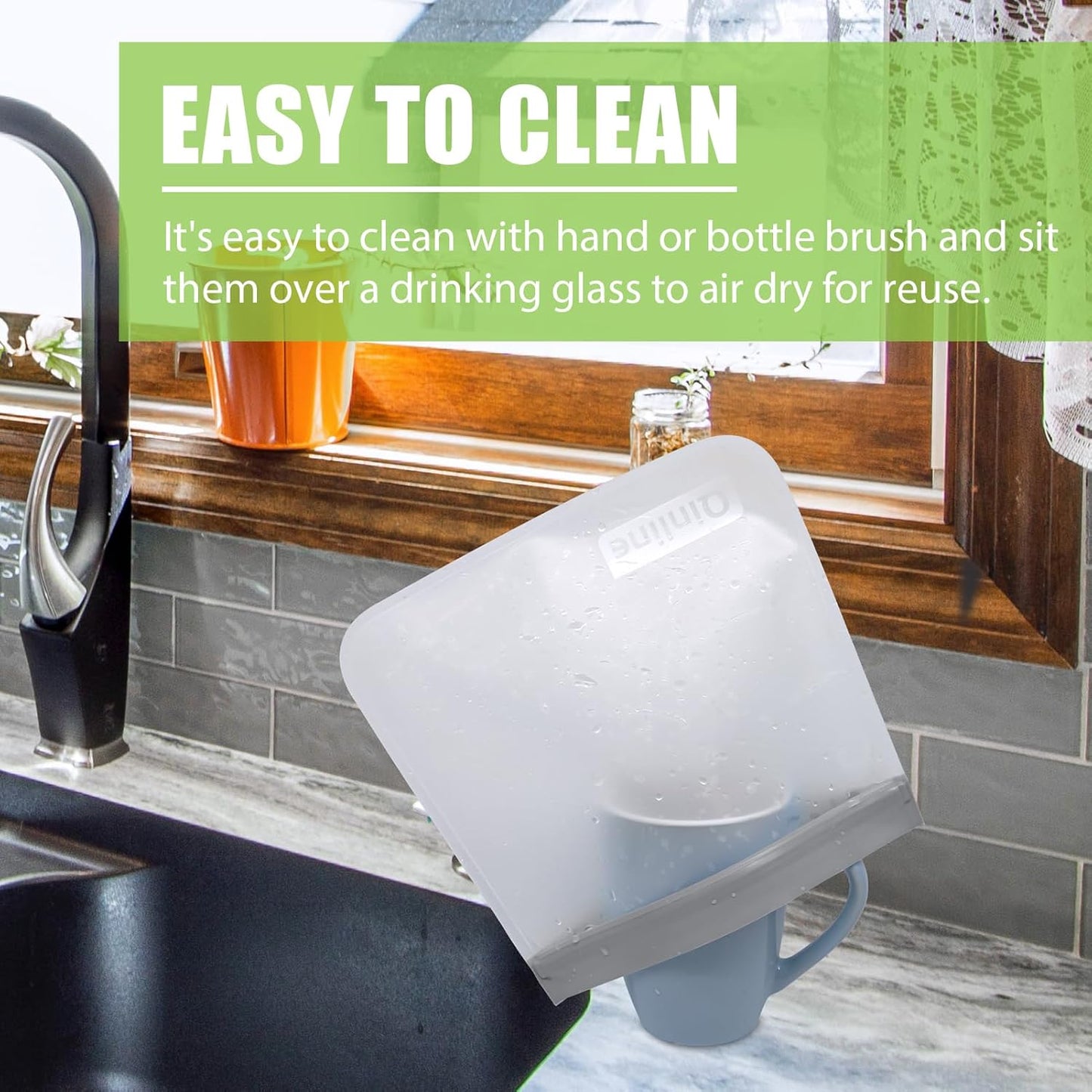 Reusable Food Storage Bags - 24 Pack Freezer Bag, Reusable Bags Silicone, Extra Thick Leakproof Lunch Bag