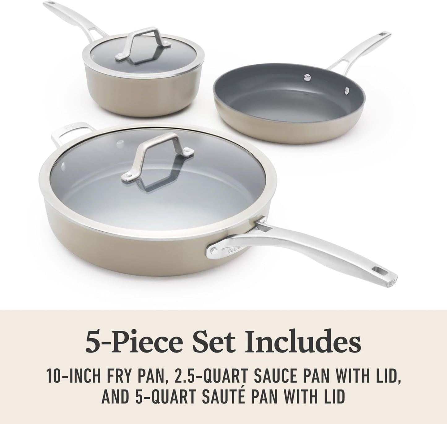 Calphalon® Premier Ceramic Nonstick 8" and 10" Frying Pan Set, Mushroom Grey