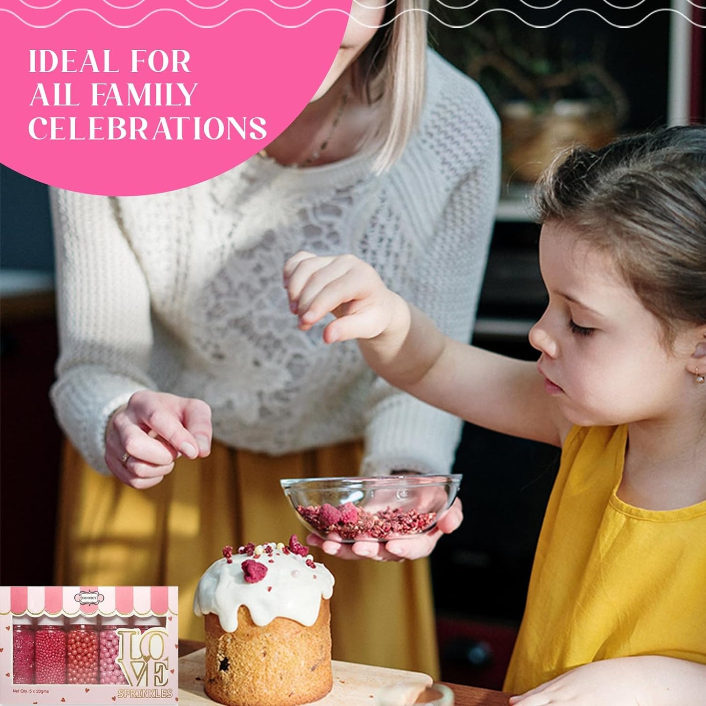 Confect Sprinkles Retro Pop Disco Ball Mashup Sprinkles Mix Navy Blue, Grey, Hot Pink, Sliver & White Dragees for Cakes & Cupcakes Decoration Assorted pack of 5 | Vegan, Gluten-Free, Dairy-Free, Palm Oil-Free, No Artificial Dyes - 5 Oz