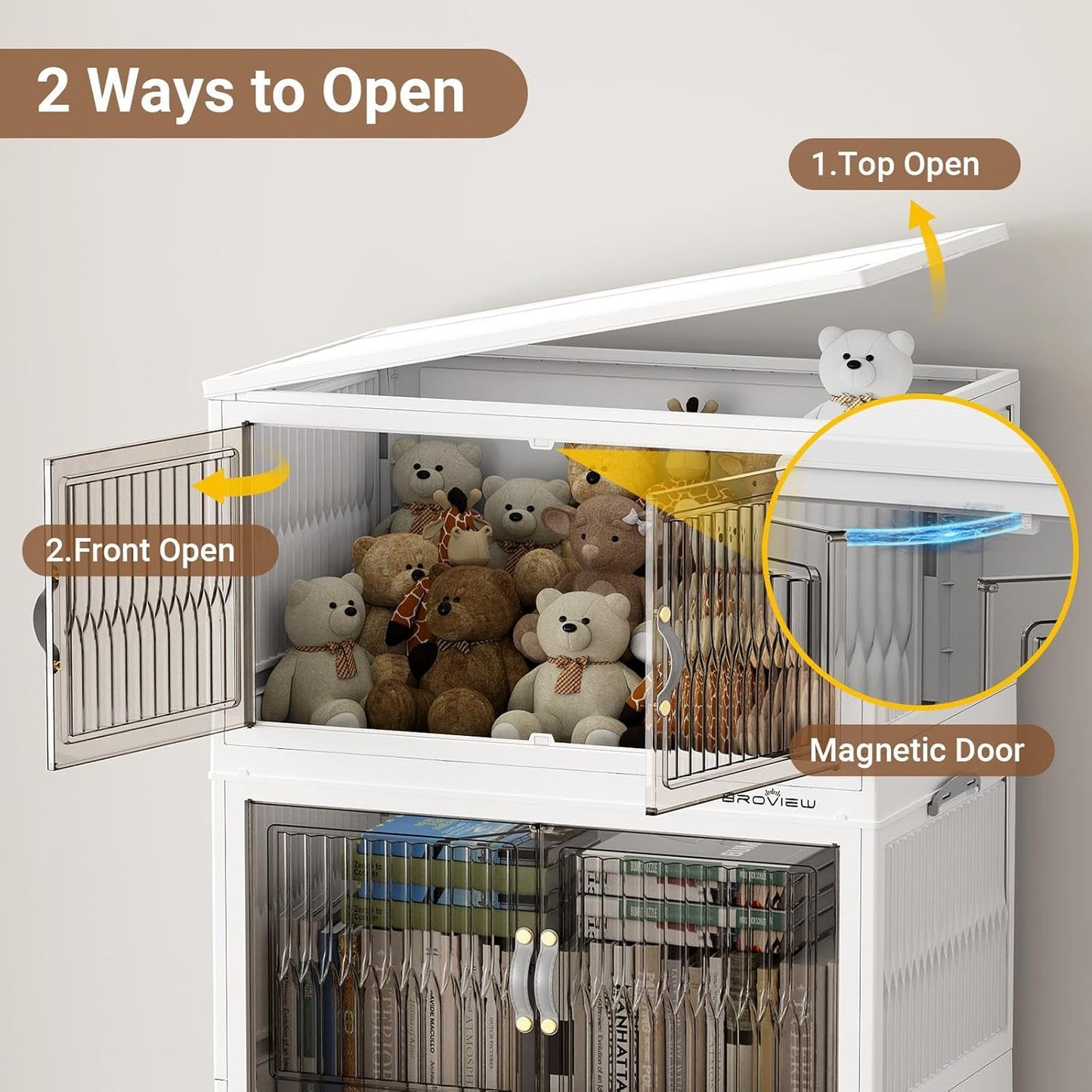 480Qt Stackable Storage Bins with Lid, Extra Large Closet Organizer Collapsible Drawer Boxes with Wheels, Folding Plastic Cabinet Containers for Home Kitchen Room Organization, 4Pack White