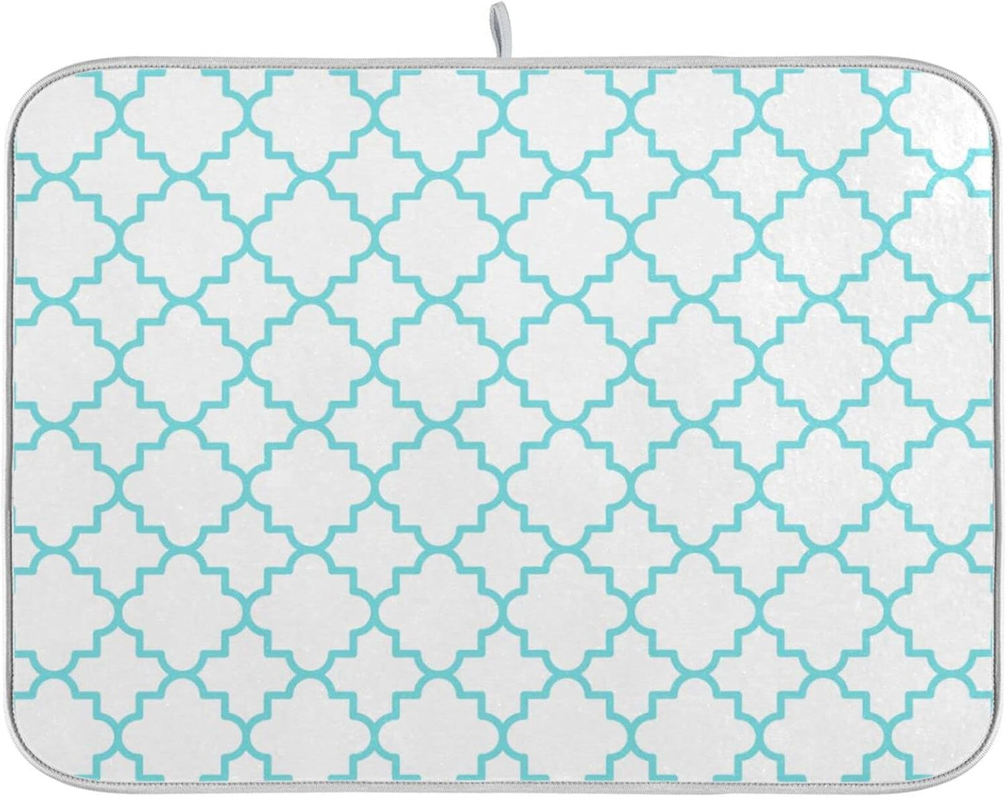 Senya Super Absorbent Dish Drying Mat, Microfiber Fast-Drying Dish Mat, 16/ x 18/, Kitchen Dish Drying Pad, Traditional Quatrefoil Lattice Pattern