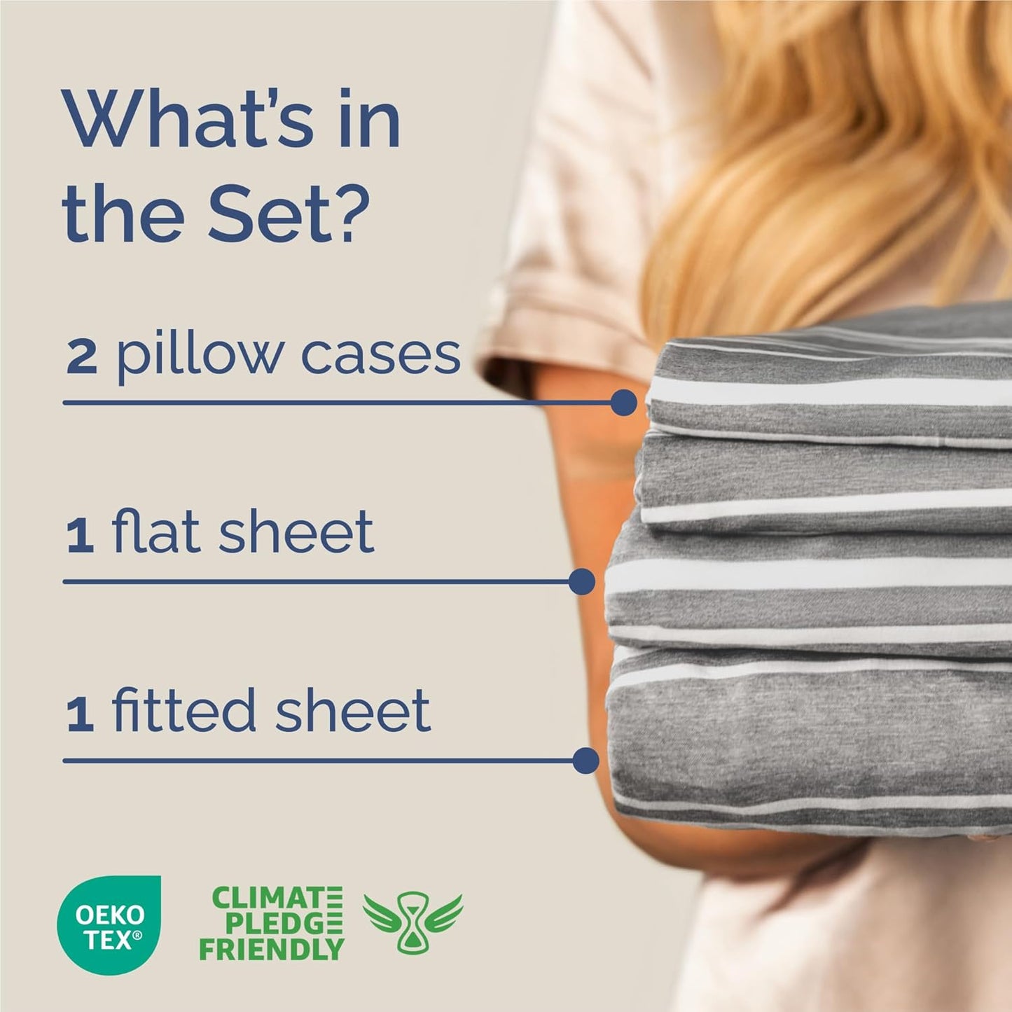 King Size 4 Piece Sheet Set - Comfy Breathable & Cooling Bed Sheets Set - Hotel Luxury Bedding for Women, Men, Kids, Teens, Boys & Girls - Deep Pockets, Soft, Wrinkle Free - Oeko-Tex - Grey Stripes 3