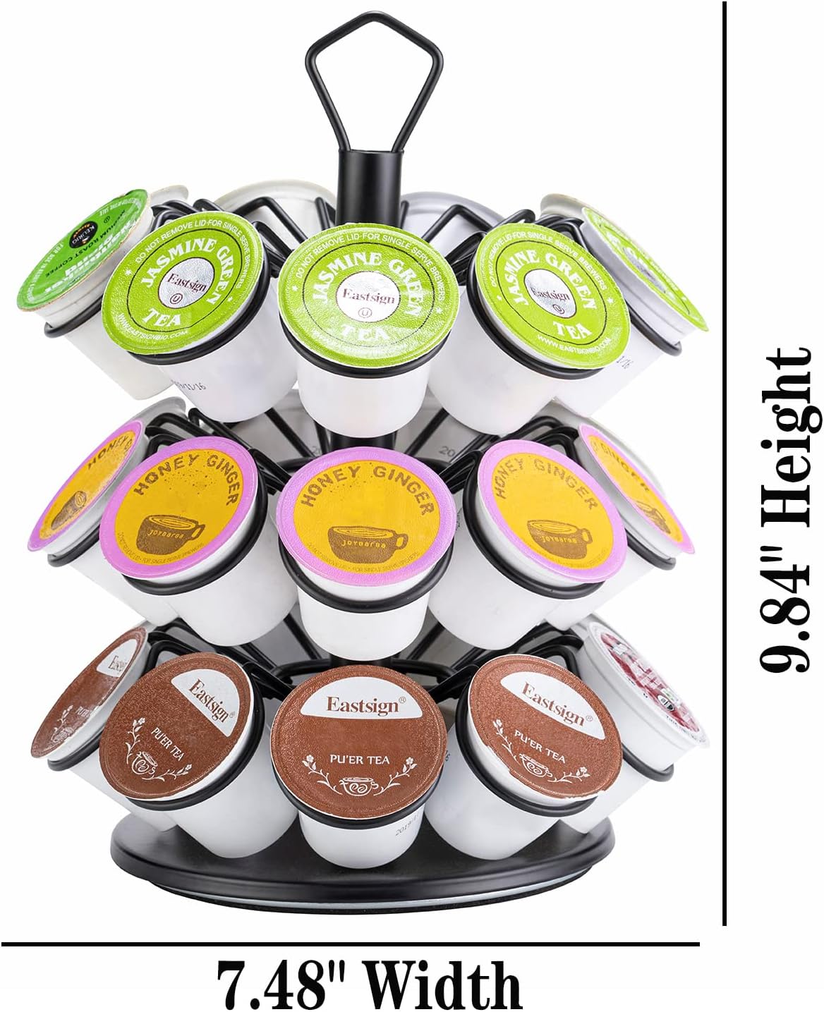 Rice rat K-Cup Storage Coffee Capsules Pod Holder Carousel Capsule Display Storage for k-cup（27pods-3tiers）