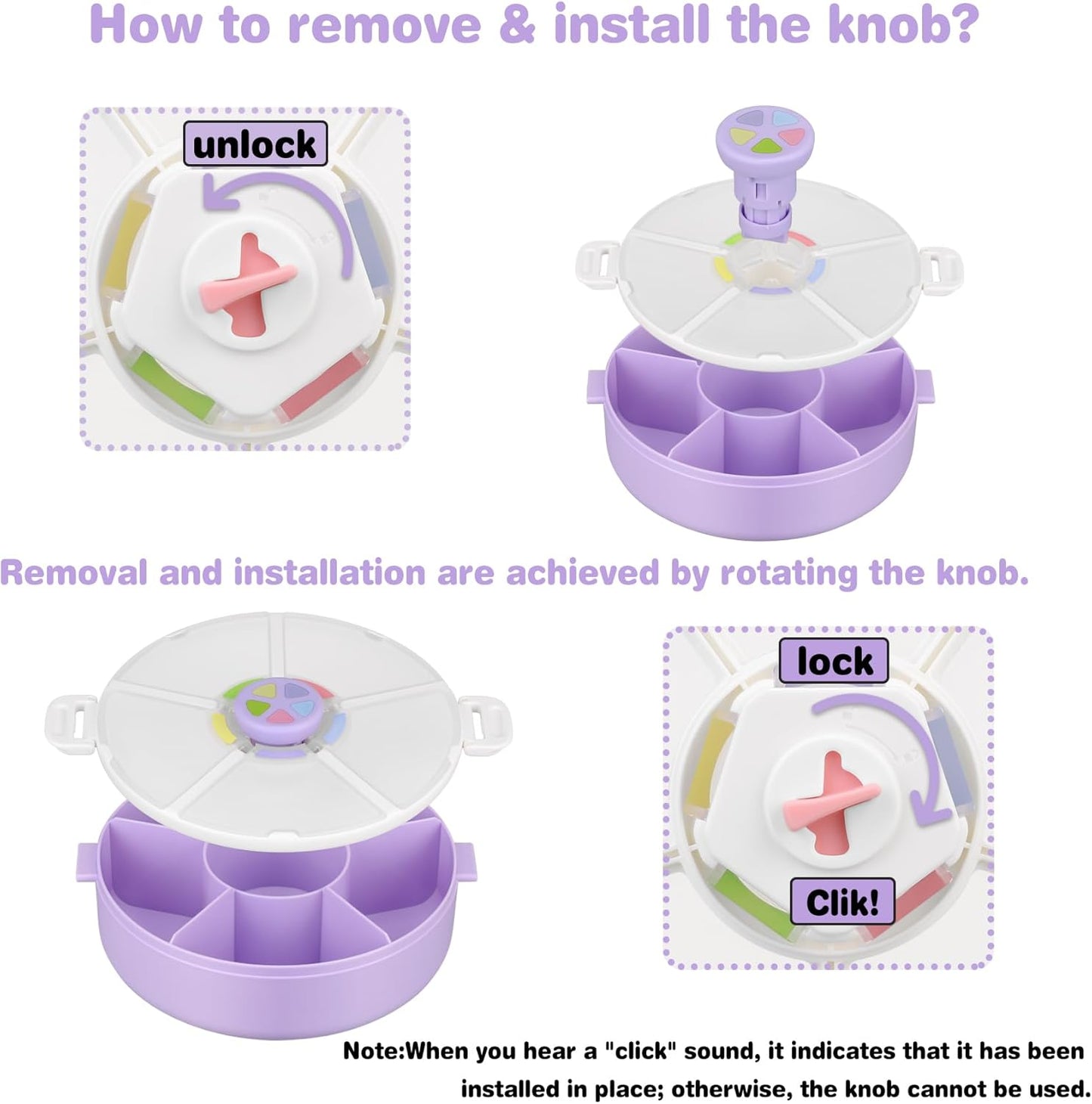 Snack Spinner Set for Kids – 2-Pack, Includes Rotating Snack Container & Classic Sectioned Snack Box, BPA-Free, Dishwasher Safe, Perfect for Travel, Purple