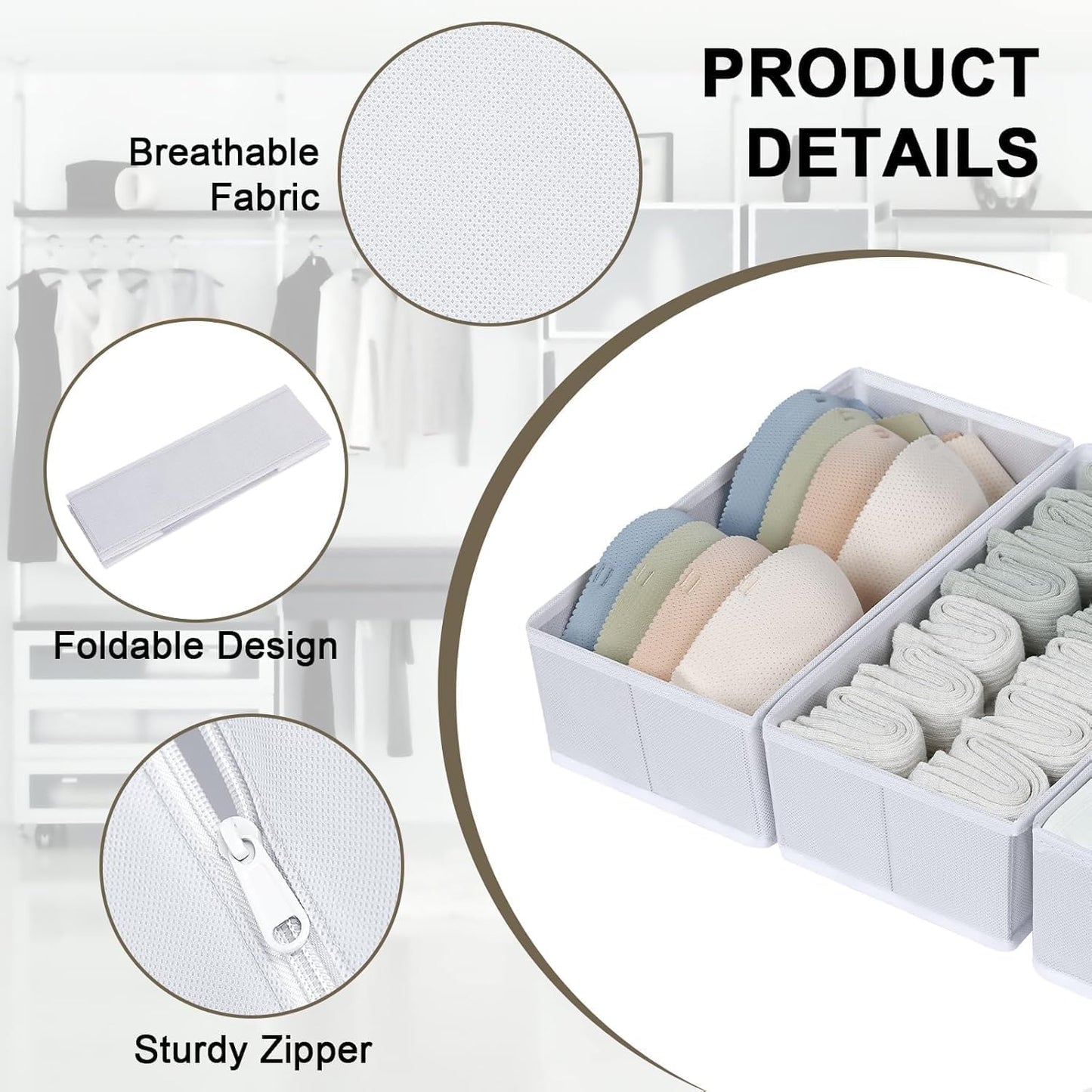 DIMJ Drawer Organizer Clothes 18 Pack - Foldable Baby Organizers and Storage & Dresser Organizer for Bedroom, Closet - Nursery Organization Dresser Dividers for underwear, Sock,Bra, Belt, Tie, White