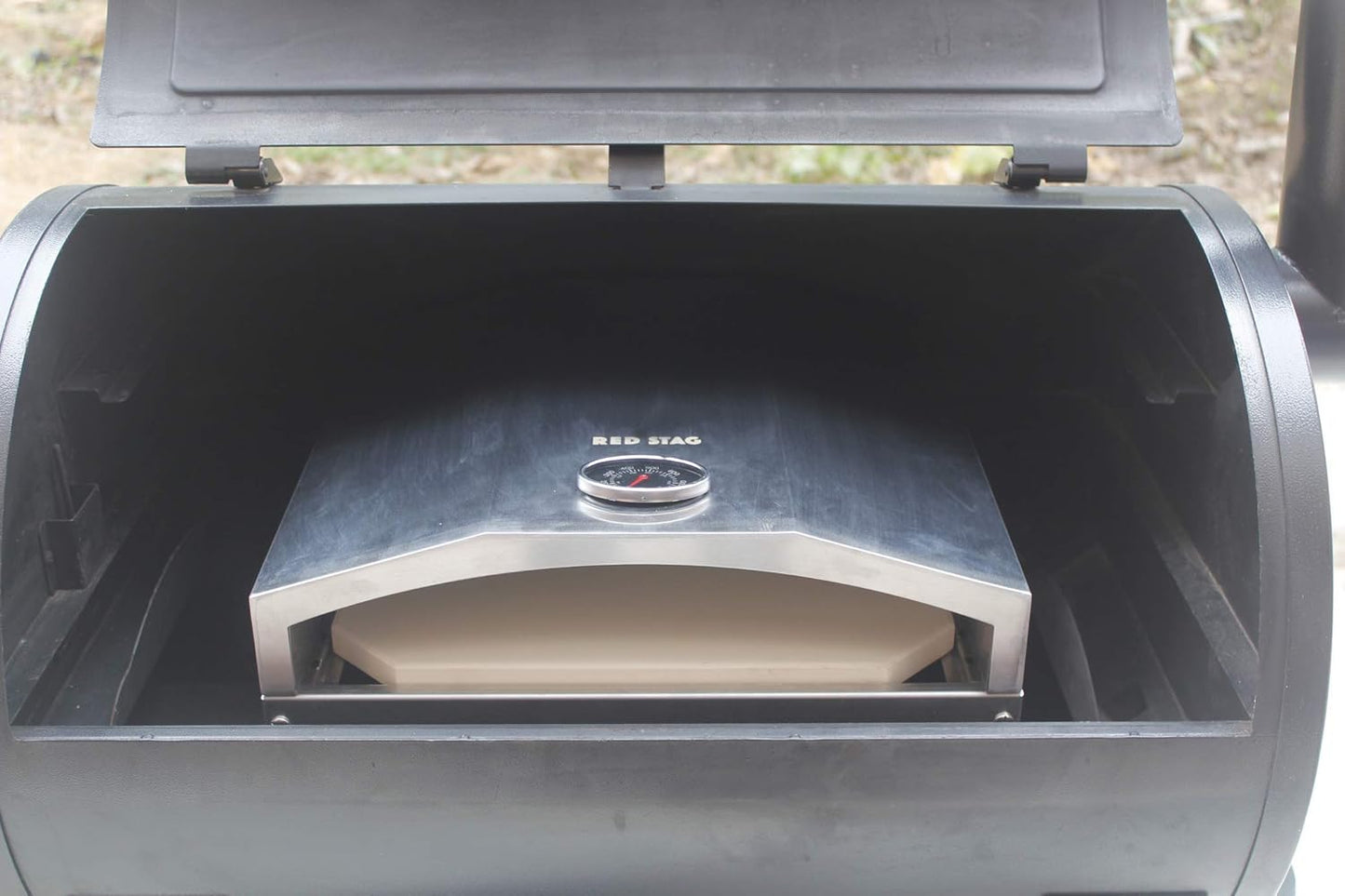 Red Stag Pellet Grill Pizza Oven Attachment Stainless Steel Outdoor Pizza Oven with Pizza Stone Kit Accessory Set for Traeger/Pit Boss/Camp Chef/Embers Wood Pellet Smoker Grills
