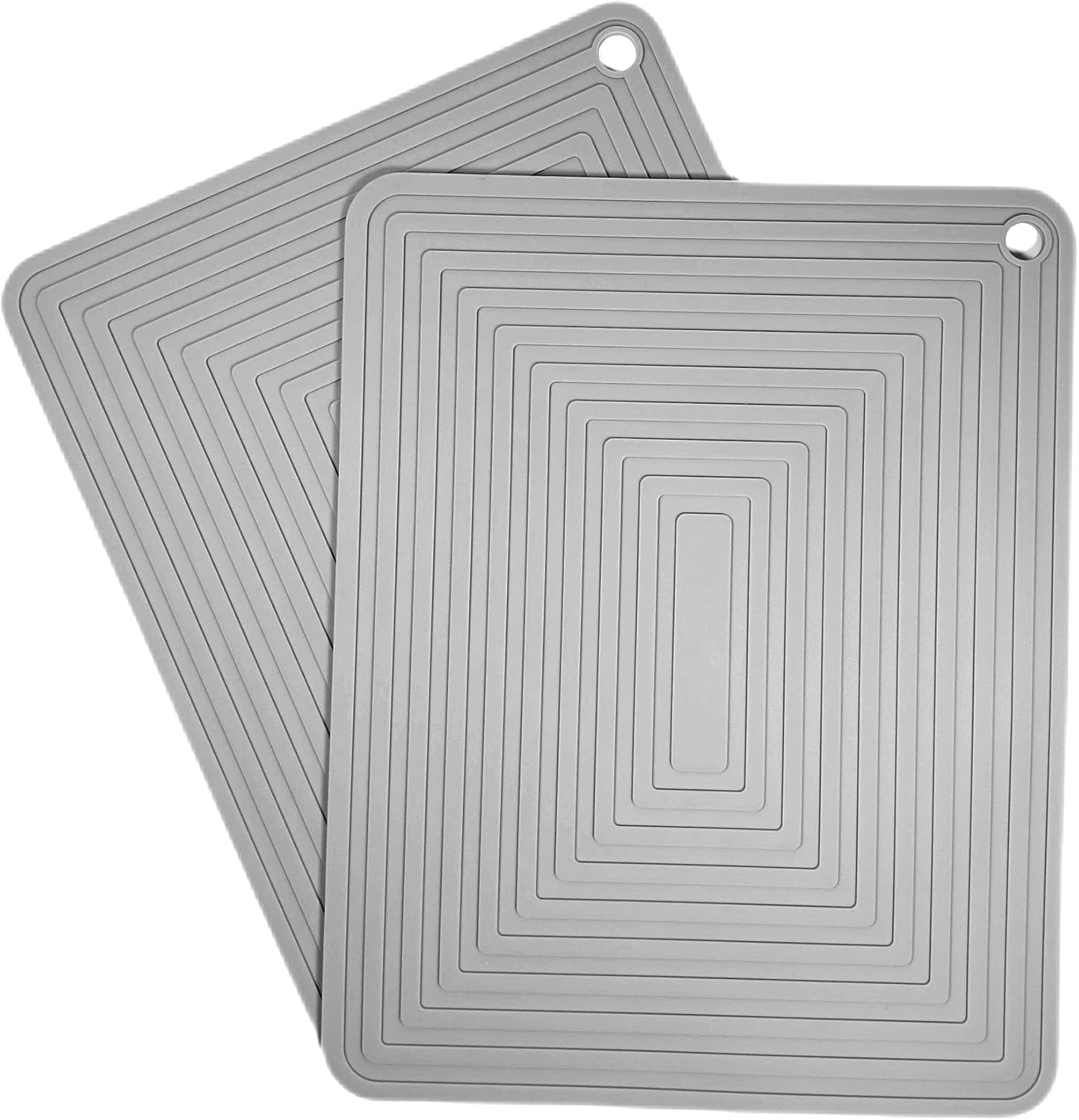 Silicone Trivets Mats Set, 9 x 12 Inches Trivets for Hot Pots and Pans, Grey Silicone Hot Pads for Kitchen, Multi-Purpose Heat Resistant Pot Holders 2 Pack