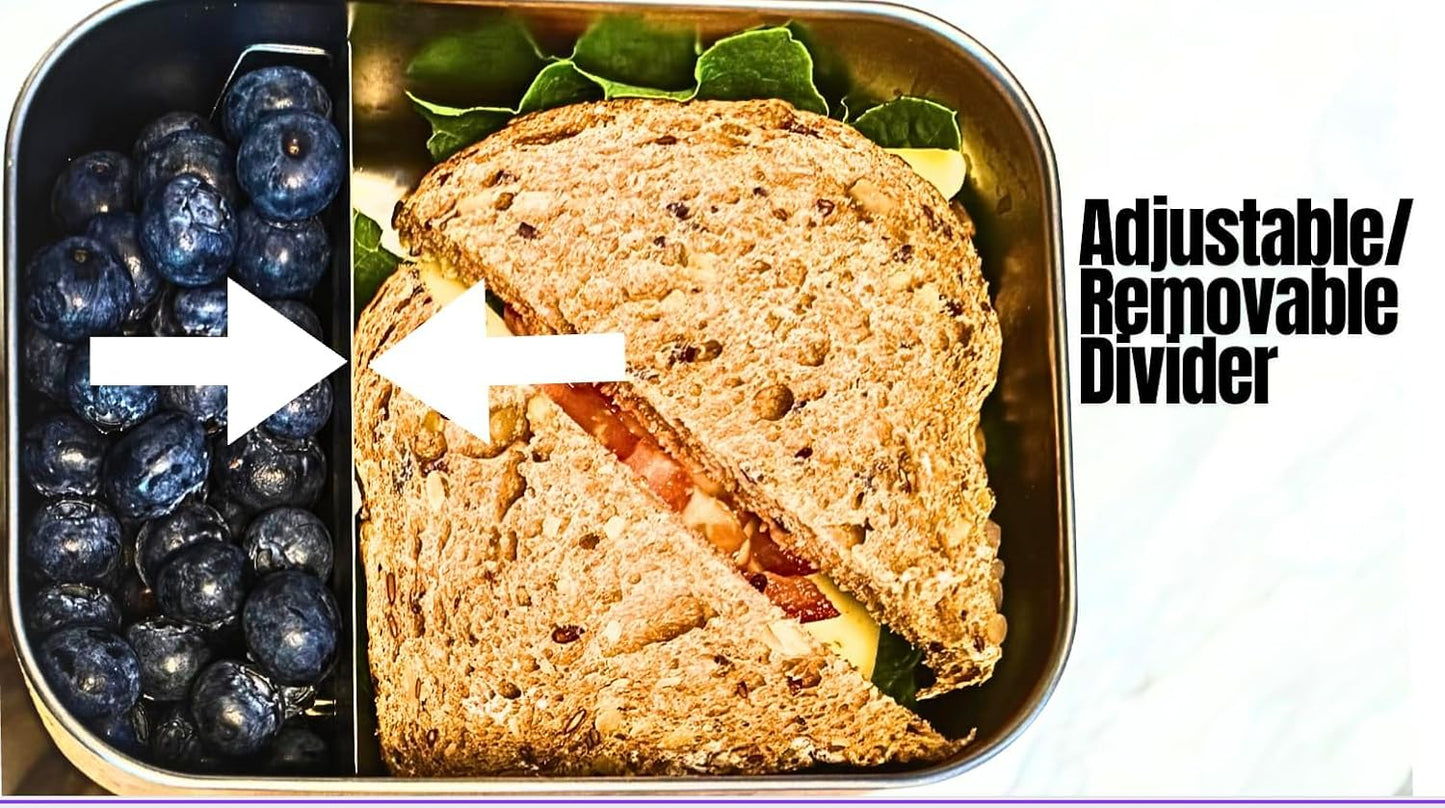 Flexibento - Leak proof Stainless Steel Lunch Box | Lunch Containers| Steel Bento Box |Sandwich Containers| Snack Containers |Metal lunch Box |Vanilla| 1 * 27 OZ+2 * 6.5 OZ|SIlicone lids