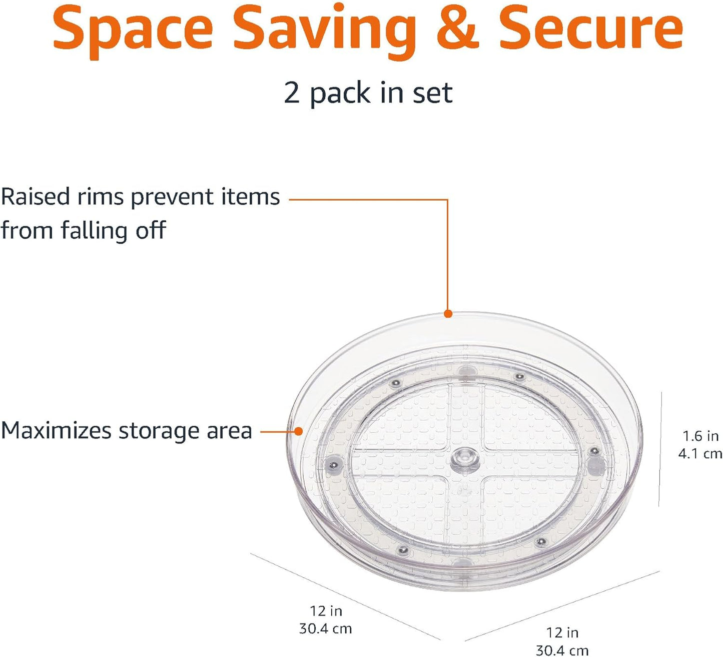 Amazon Basics Clear Lazy Susan Turntable Organizer, 12-Inch, 2-Pack