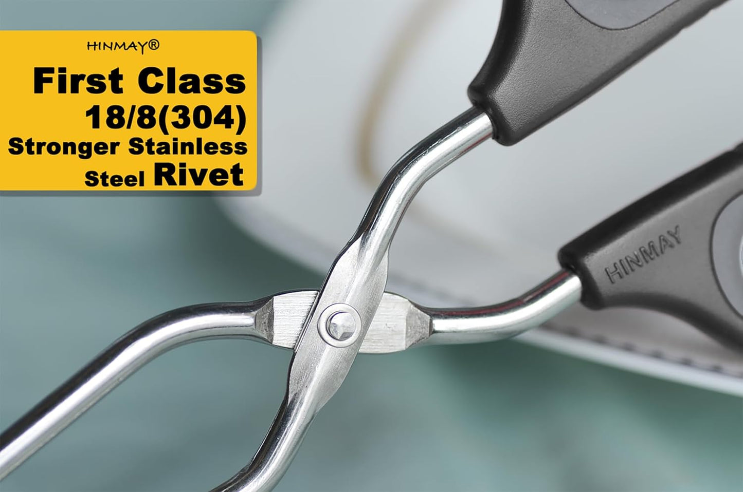 Scissor Tongs 10-Inch Stainless Steel Scissor Style Tongs (Black Handle)