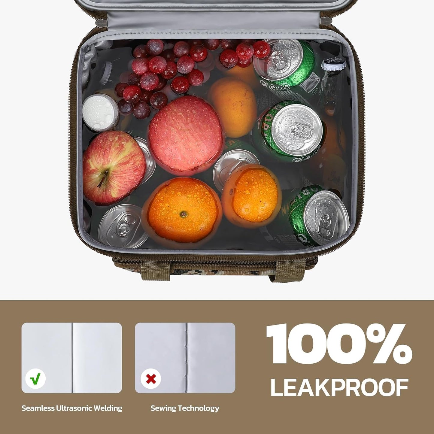 Maelstrom Tactical Lunch Box for Men, 23L Insulated Lunch Bag, Expandable Double Deck Cooler Bag, Lightweight Leakproof Tote Bag With Side Tissue Pocket, Suit For Men and Women, Camouflage