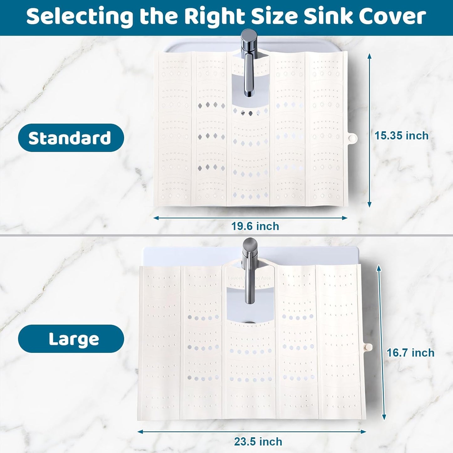 Bathroom Sink Cover for Counter Space, Sink Mat Foldable Sink Cover, Silicone Makeup Organizer Mat Space Saver, Small Bathroom & Rv Camper Travel Must Haves Accessories - Large, Pearl