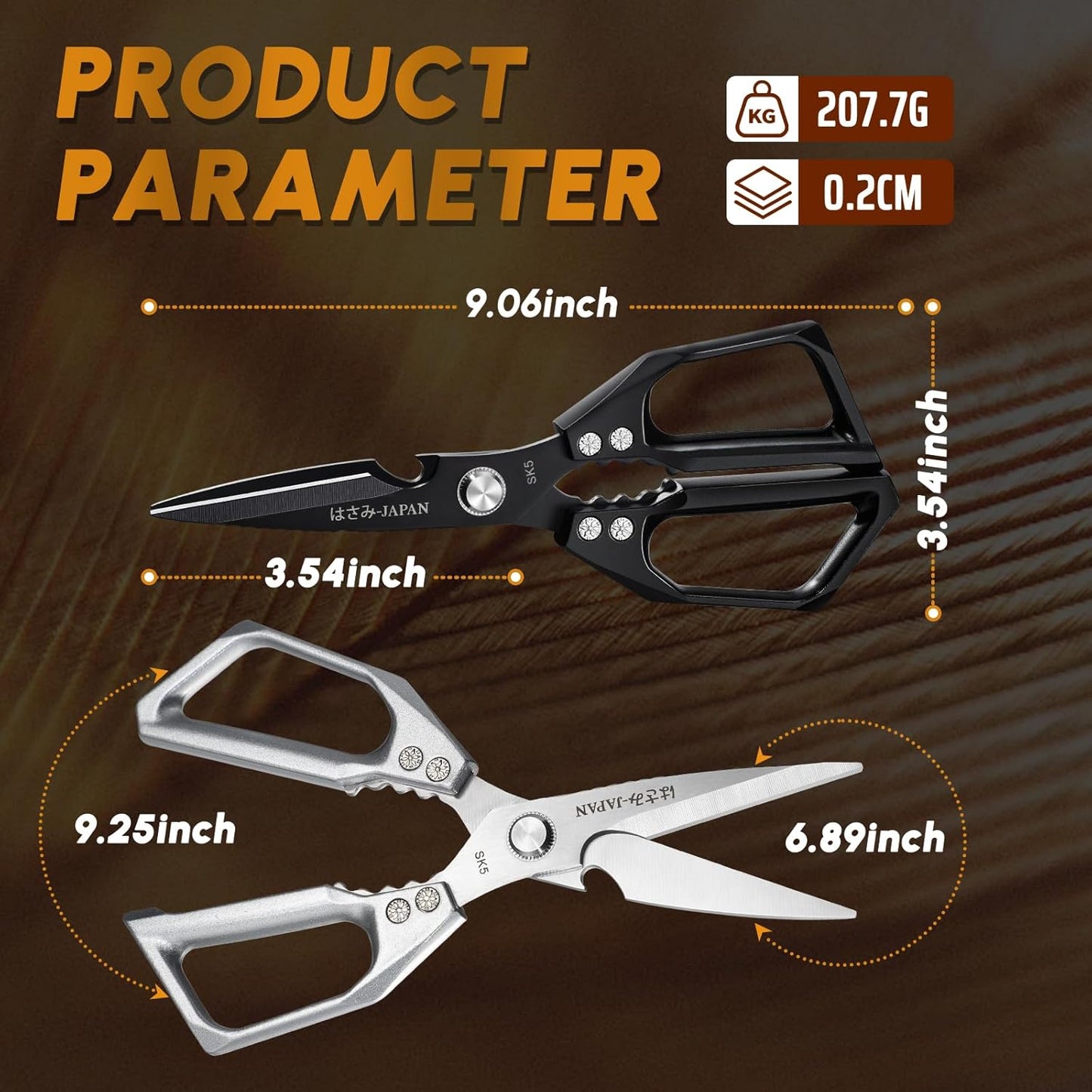 Huusk Kitchen Shears Set, Heavy Duty Poultry Shears, Japanese Kitchen Scissors for Meat, Chicken Bones, and Turkey