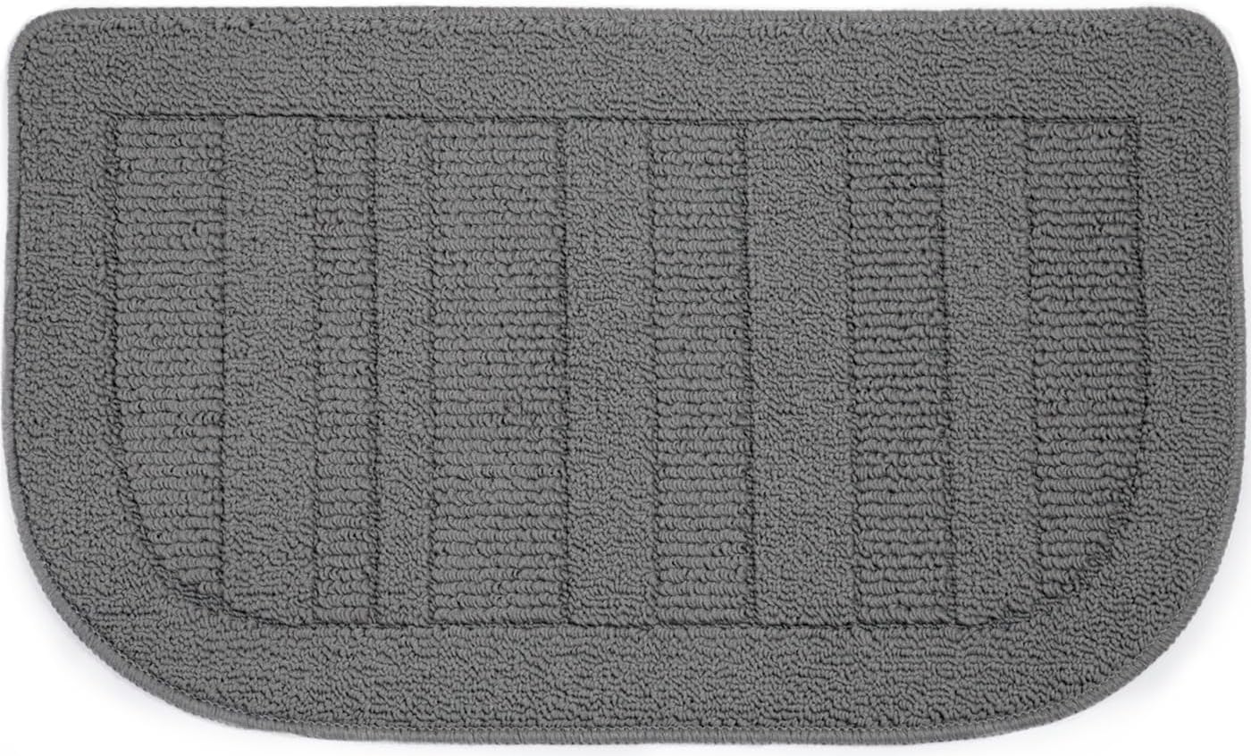 BEQHAUSE 30x18 Inch Kitchen Rug Mat Durable Kitchen Rugs Non-Slip Washable Absorbent Kitchen Mats for Floor Dirt-Resistant Semicircular Kitchen Mat (Grey)
