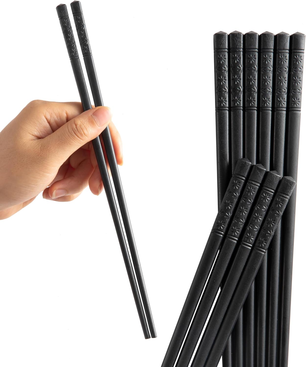 10 Pairs Fiberglass Chopsticks, Reusable Alloy Chop Sticks Non-slip Chopsticks, Dishwasher, 9 1/2 Inches