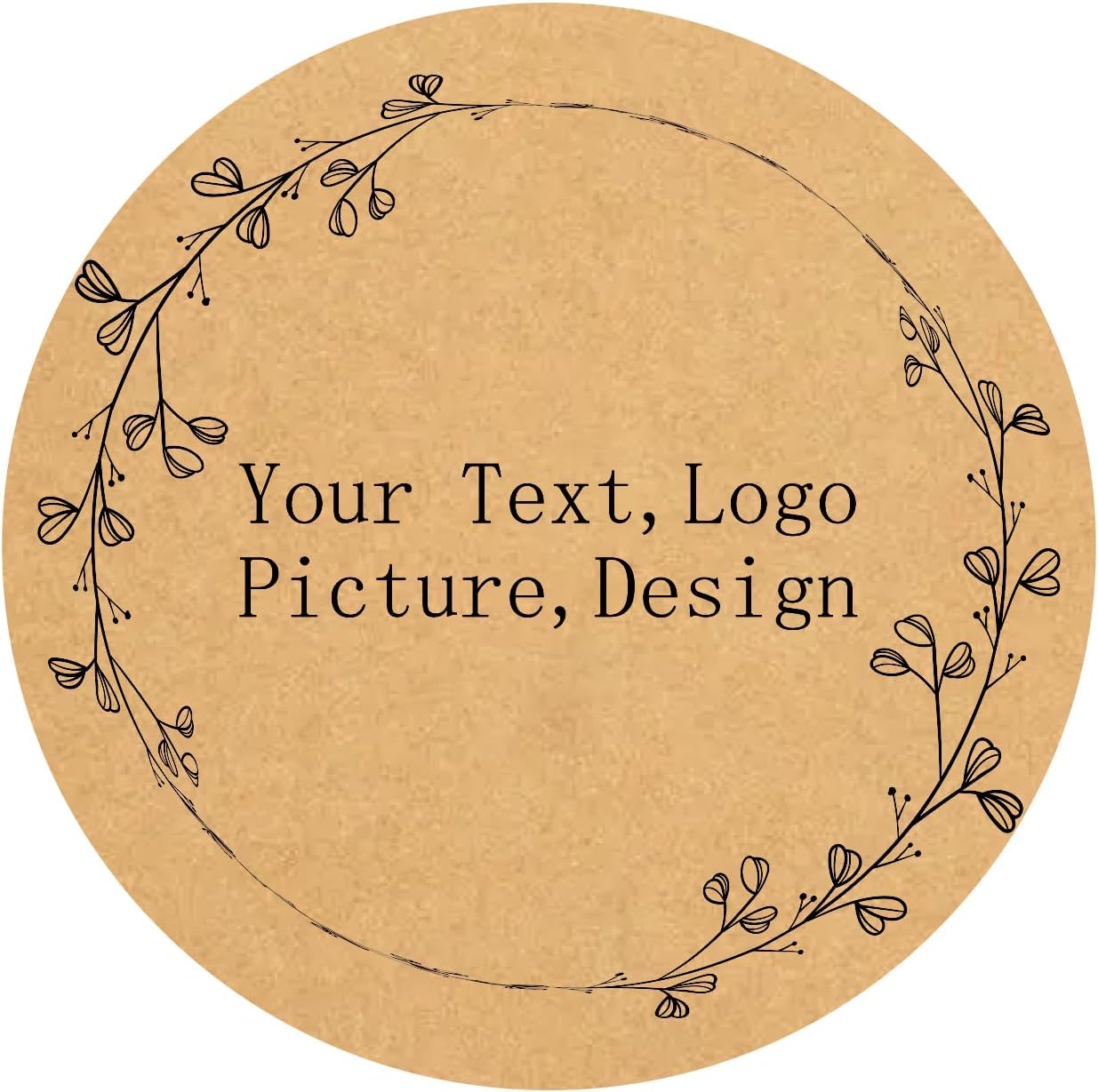 Custom Stickers Kraft Paper Labels Personalized Withe Text, Business Logo Customized Food Jars Labels Bakery Label Sticker Package Favor Canning Circle 100pcs (Style 5)