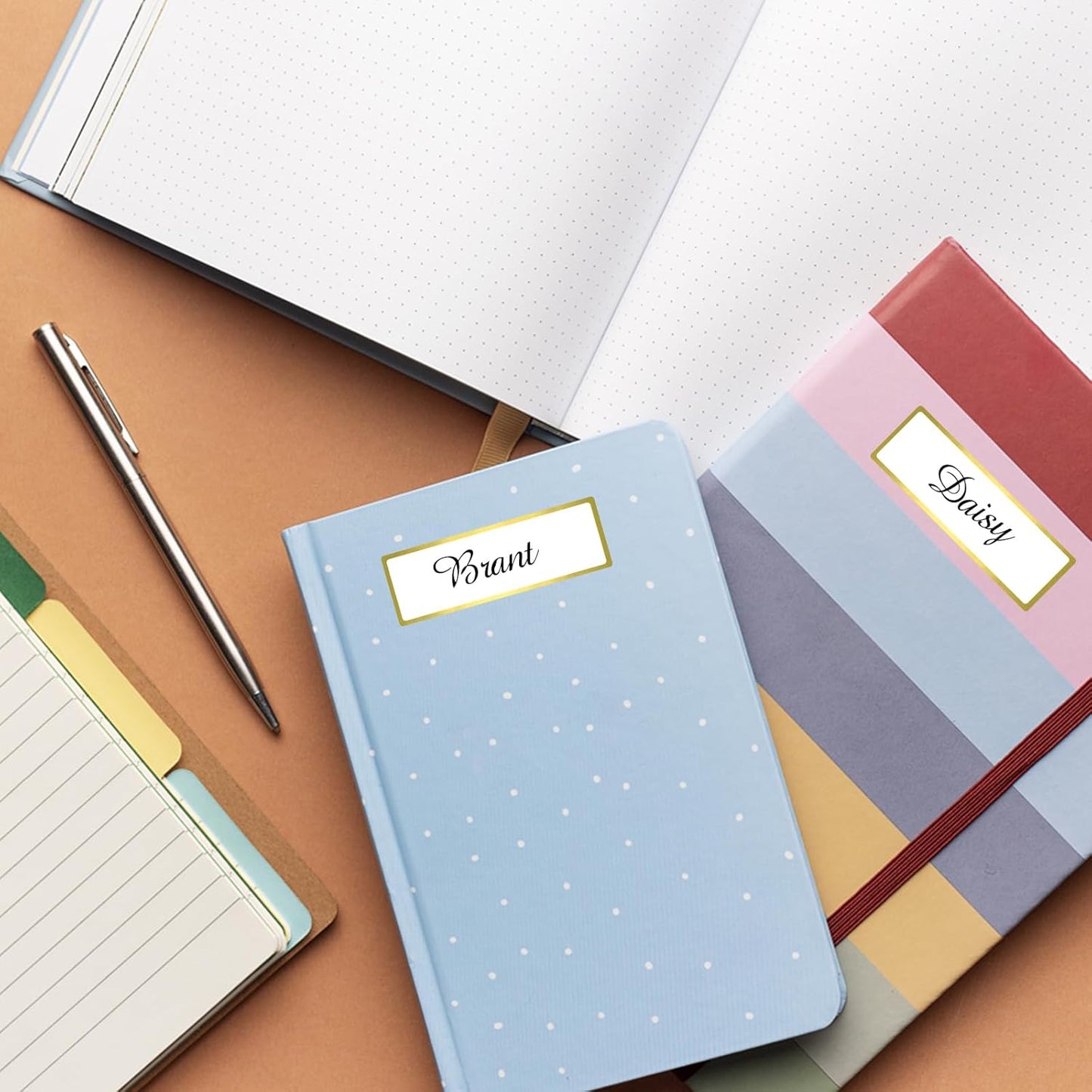 500 Golden Border Removable Freezer Labels Water Oil Resistant with Perforation Line for Food Containers Jars Pantry Organization (Ink Quick-Dry，1” x 3”)