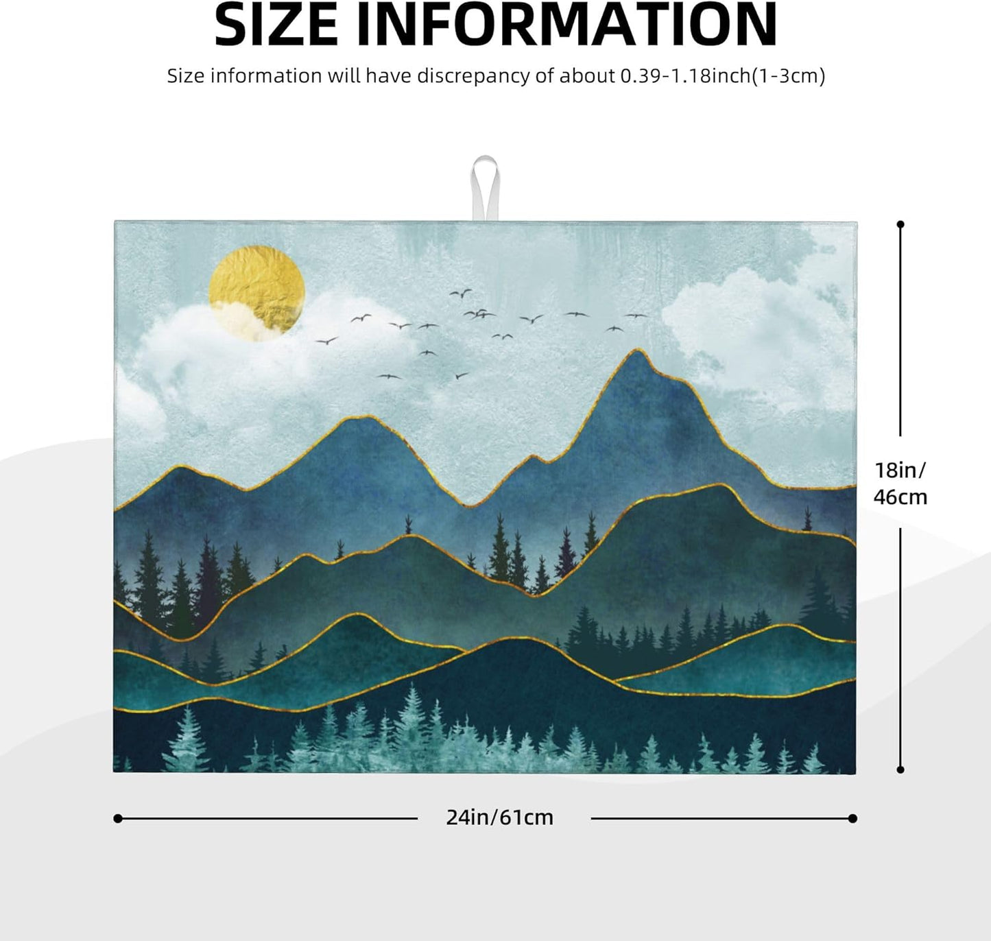 Mountain Peaks Nature Landscape Microfiber Dish Drying Mat for Kitchen Counter 18"x24" Modern Decorative Dishes Pad Dish Drainer Rack Mats Washable Absorbent Fast Dry