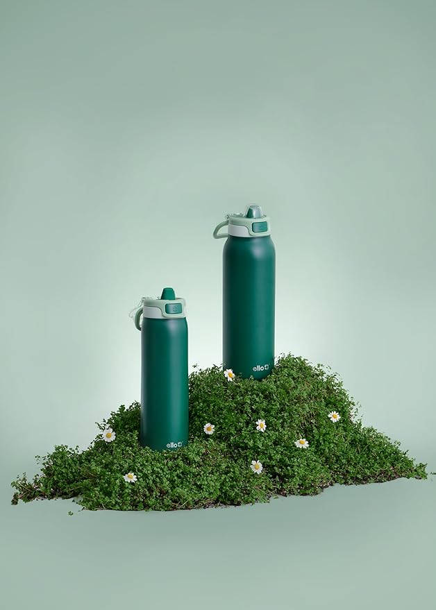 Ello Pop & Fill Stainless Steel Water Bottle with Quick Fill Technology, Double Walled Vacuum Insulated Metal, Leak Proof Locking Lid, Sip & Chug, BPA Free, Holiday Gift for Him Her, 22oz, 32oz, 40oz