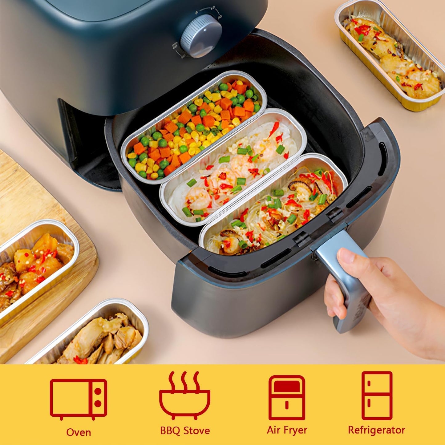 LNYZQUS Disposable Mini Cake Pans with Lids 100 Pack, 6.8oz Rectangle Mini Loaf Pan Baking Cups Muffin Tin,Aluminum Foil Cupcake Baking Tins Containers for Christmas New Year-Red