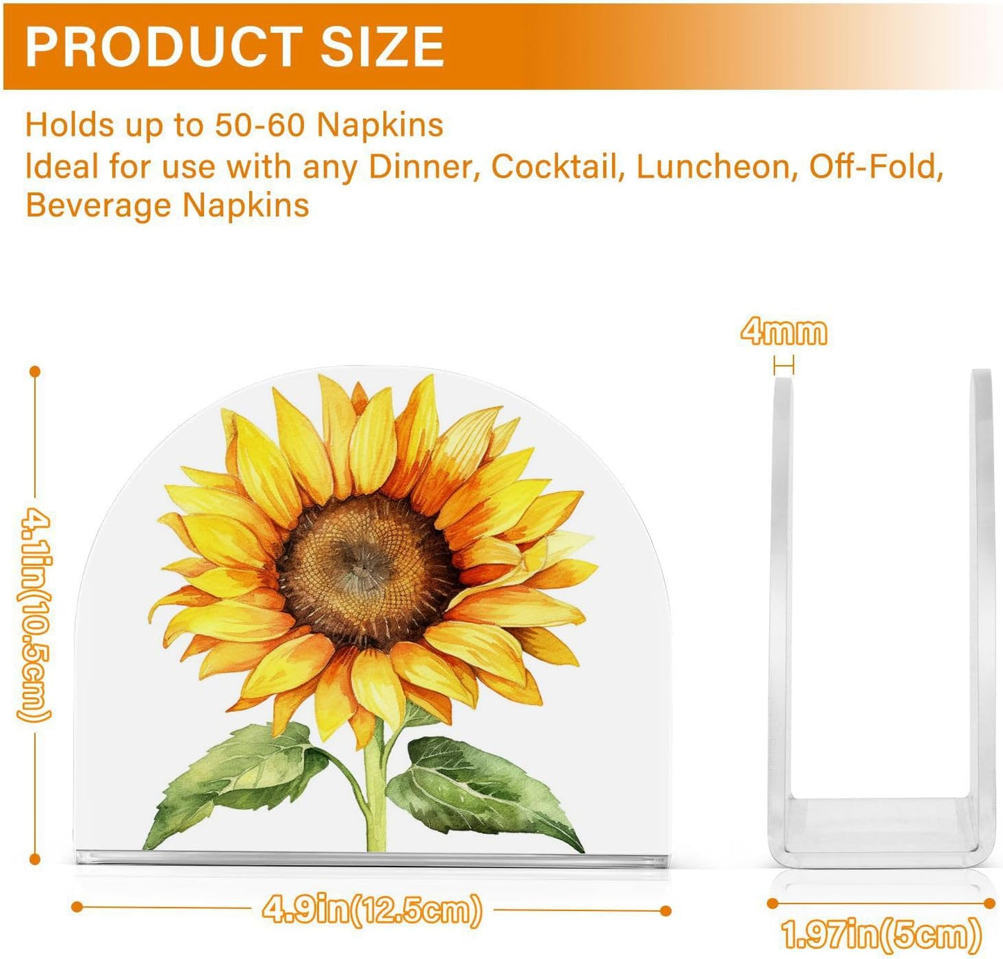 Beautiful Sunflower Napkin Holder for Table Paper Napkins Holder Acrylic Tissue Dispenser Kitchen Dining Room Bathroom Party Car Decor