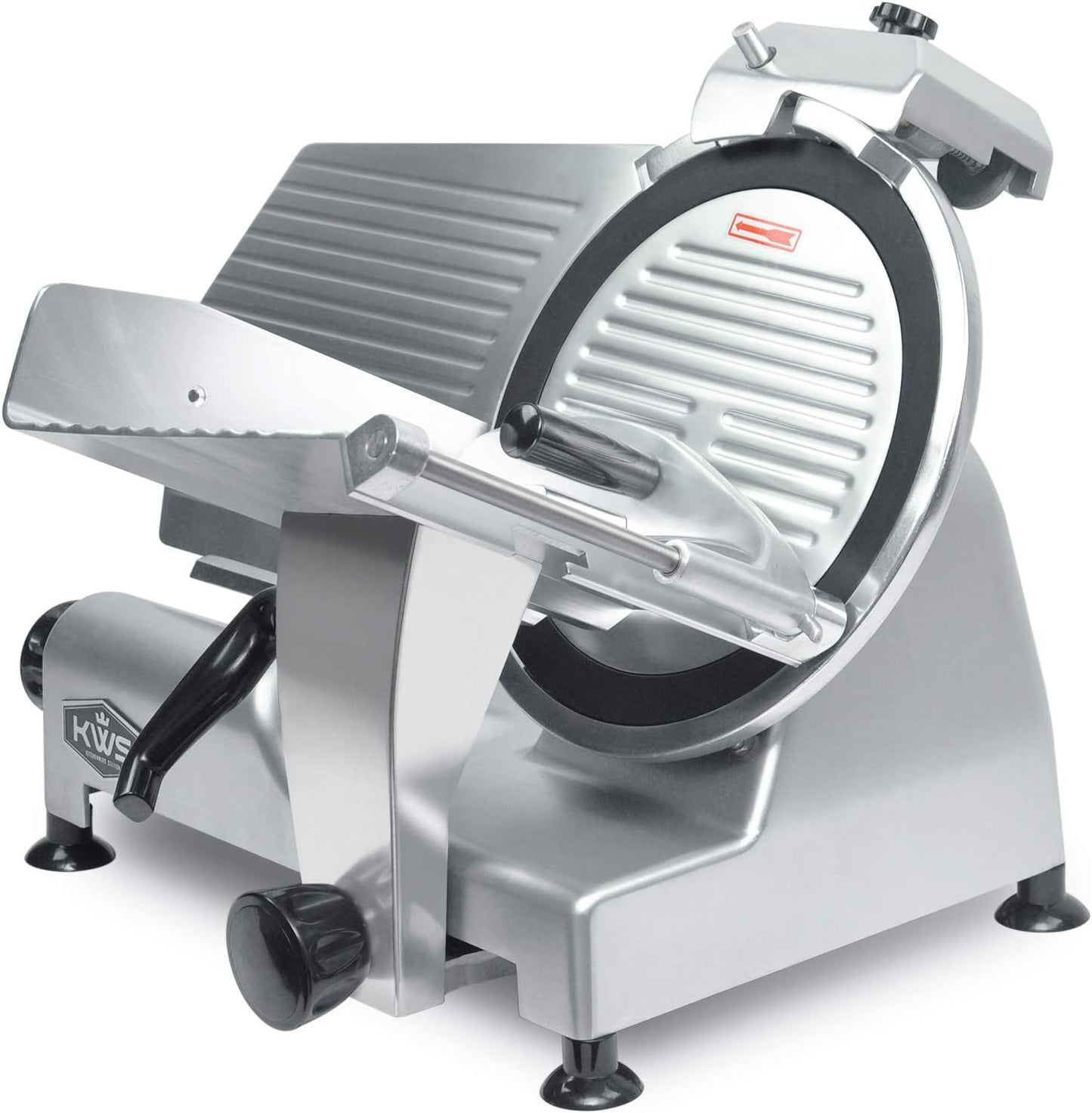 KWS MS-12NT Premium Commercial 420w Electric Meat Slicer 12-Inch Non-sticky Teflon Blade, Frozen Meat/Cheese/Food Slicer Low Noises Commercial and Home Use [ ETL, NSF Certified ]