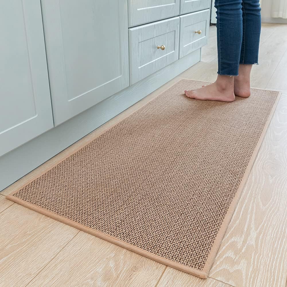 MontVoo Kitchen Rugs and Mats Non Skid Washable, Absorbent Runner Rugs for Kitchen, Front of Sink, Kitchen Mats for Floor (Beige, 20"x47")