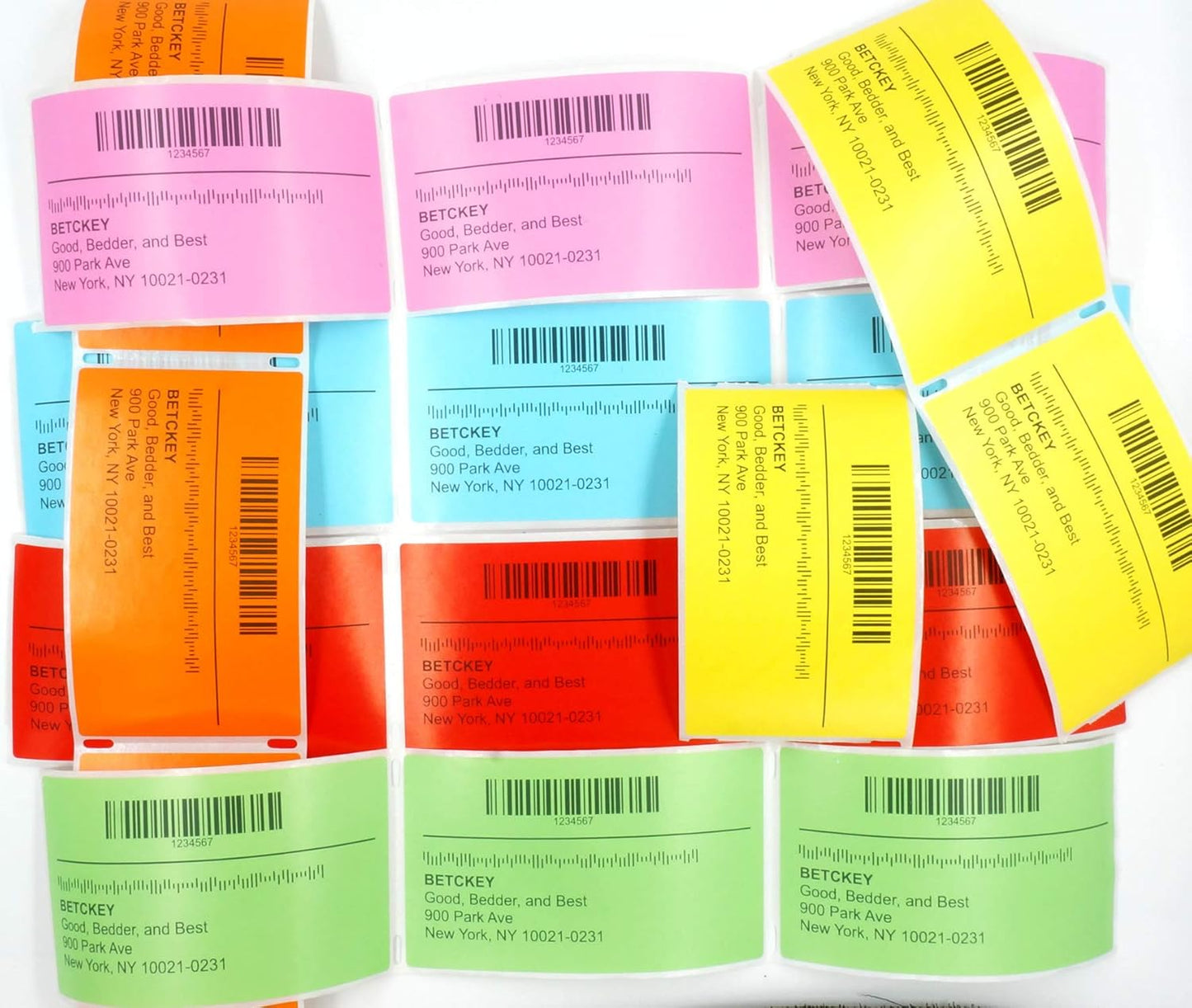 BETCKEY - 1.25" x 1" UPC Barcode & Address Labels Compatible with Zebra & Rollo Label Printer,Premium Adhesive & Perforated[Pink, 6 Rolls, 8280 Labels]