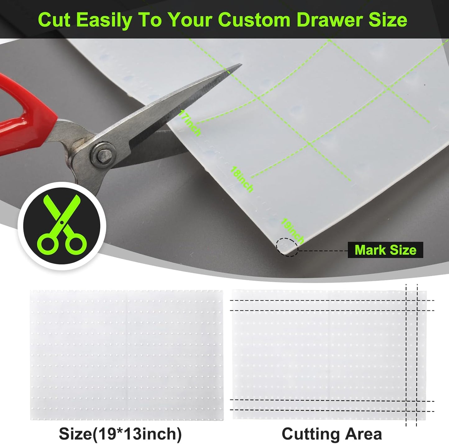 Gosmol Spice Drawer Organizer insert, Adjustable & Non-Slip Silicone Spice Drawer Liner, in Drawer Spice Organizer for Seasoning Jars and Spices Bottles -White