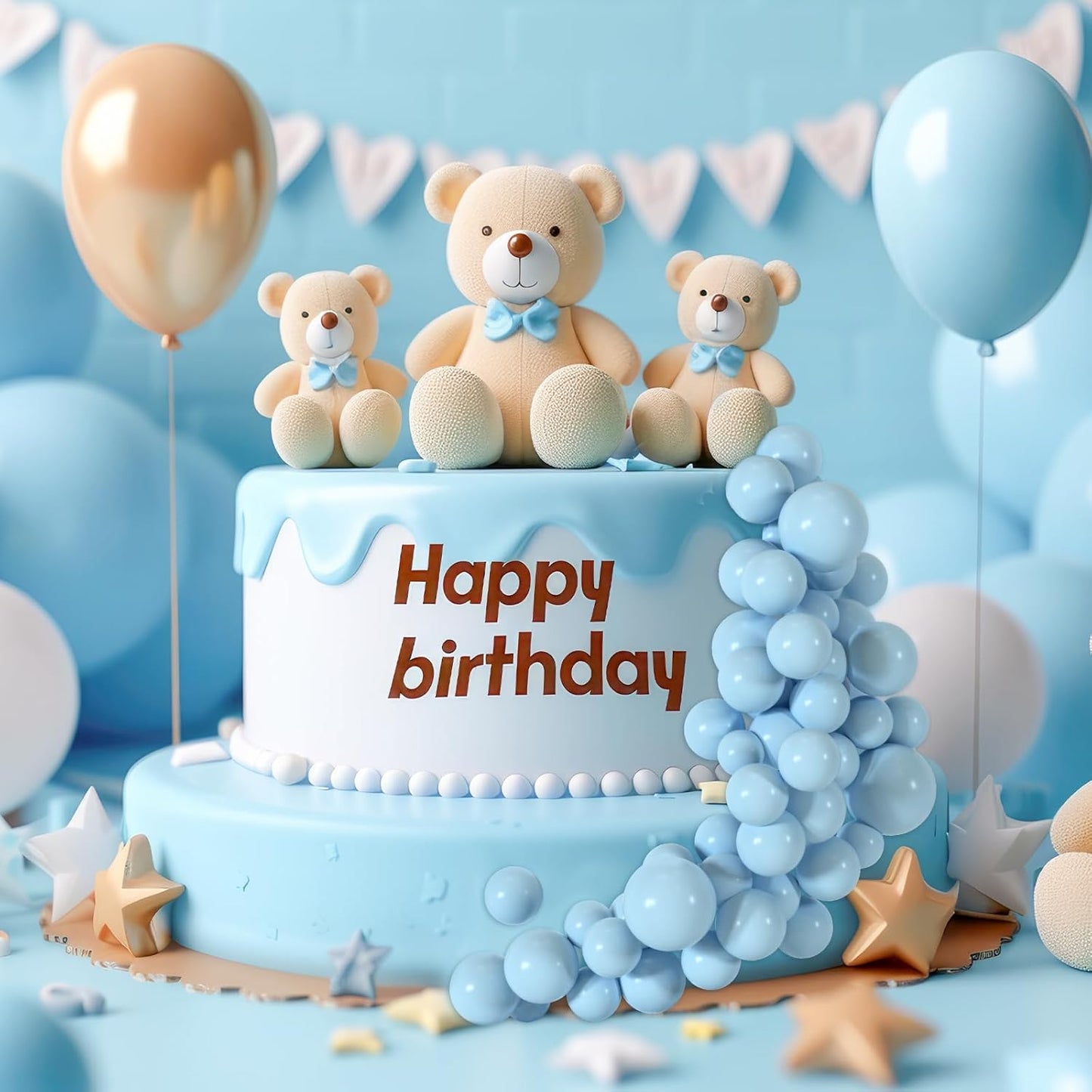 48 Pcs Balls Cake Topper Decorations Balloon Cupcake Toppers Foam Cake Topper Balls Cake Balls Decorations for Birthday Party Wedding Anniversary Cake Decorating (Light Blue)