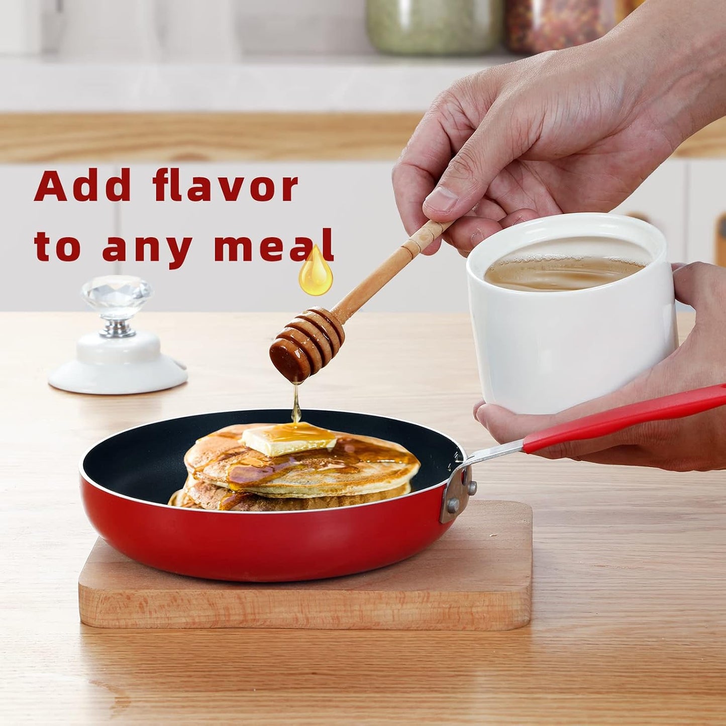 Ceramic Honey Jar with Dipper and Crystal Lid, Small Honey Pot for Home Kitchen, 8oz (Silver)