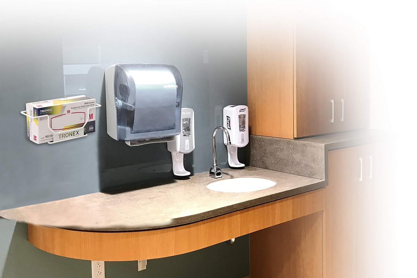 Tronex Single Wire Wall Mounted Rack Tissue Box Rack Disposable Glove Rack Napkin Box Holder Space Saver Durable White Enamel, White (Box of 1)