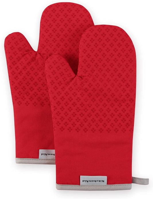 KitchenAid Asteroid Oven Mitt Set, 7"x12.5", Fire Red, 2 Piece