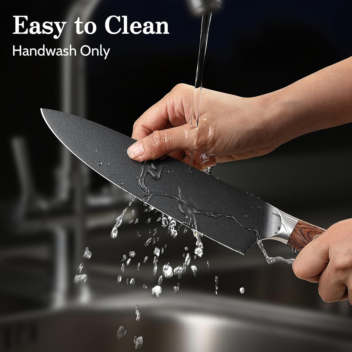 Kitchen Knife Set, 3 Pieces Japanese High Carbon Stainless Steel Chef Cooking Knife Set, Ultra Sharp Professional Chef Santoku Utility Knives (Black)