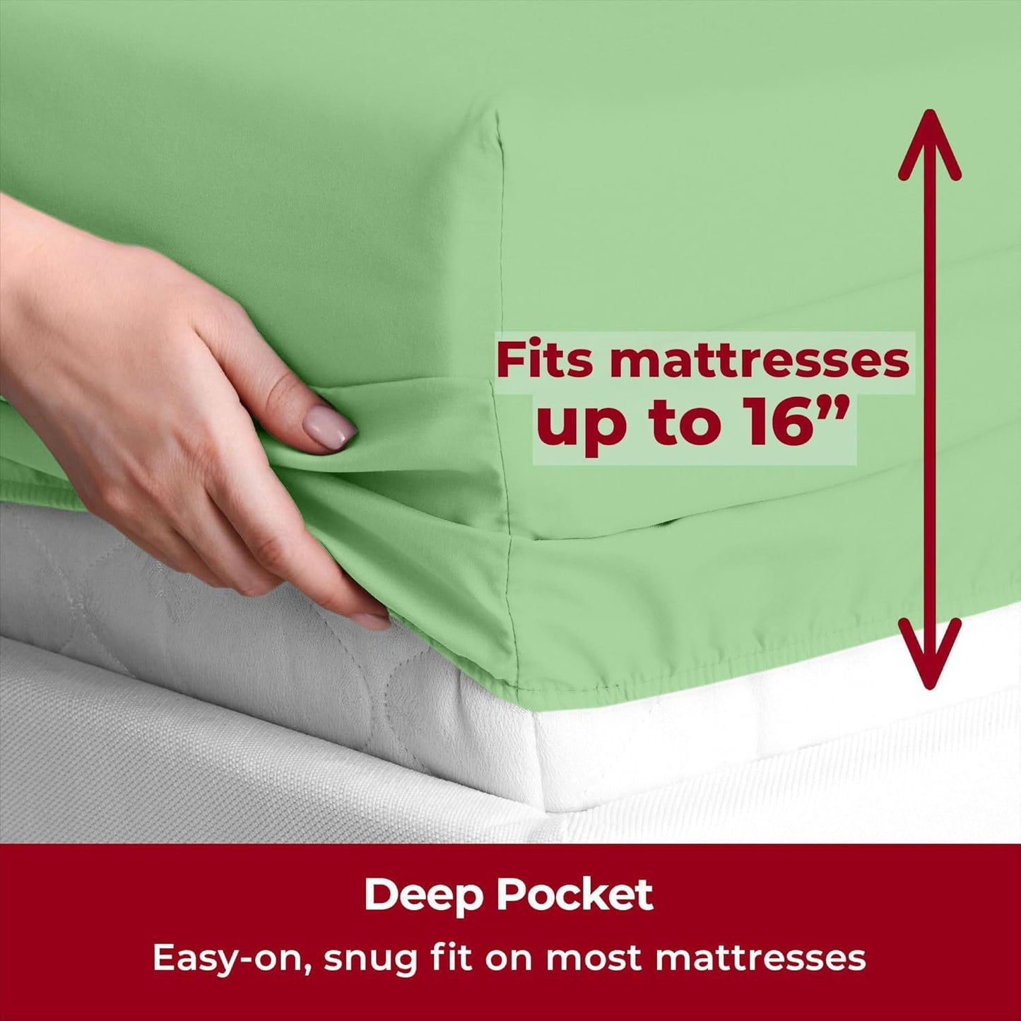 Mellanni Split King Sheets Set - 5 PC Iconic Collection Bedding - Hotel Luxury, Extra Soft, Cooling Bed Sheets - Wrinkle, Fade, Stain Resistant (Split King, Pistachio)