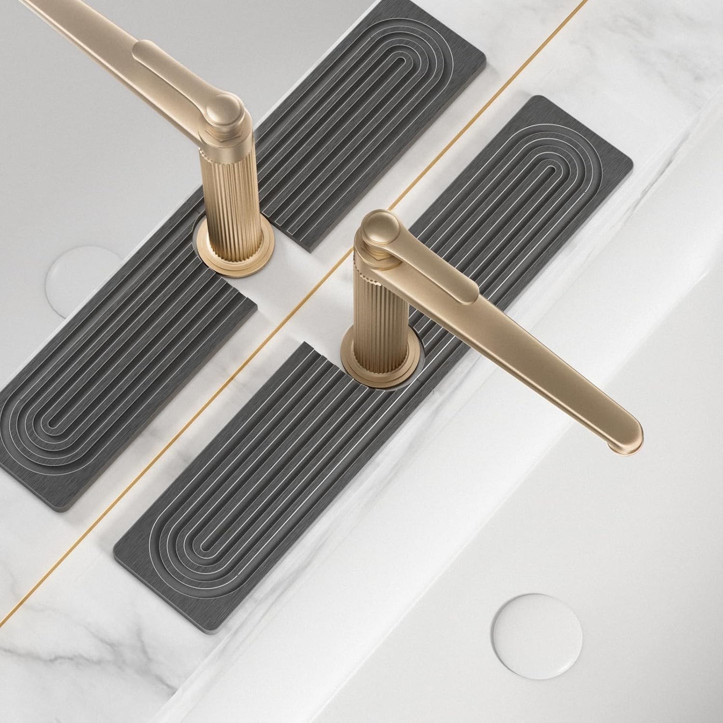 Faucet Mat for Kitchen Sink, Diatomite Stone Drying Sink Protectors, Bathroom Faucet Splash Guard, Quick Dry Water Absorbing, Non-Slip Stone Tray for Kitchen Counter, Grey, 20" x 3.9"