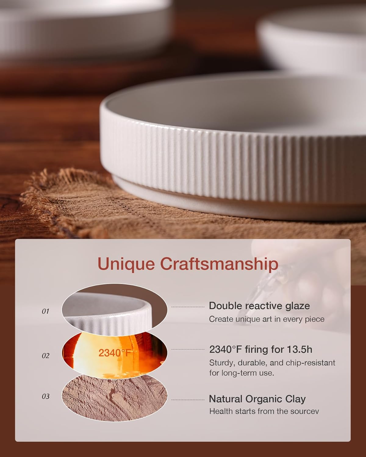 famiware Star 8.25" Pasta Bowls, Large Dinner Bowls Set of 4, Salad Bowl Plates, Shallow Bowls for Eating, Matte White (Full Glaze)