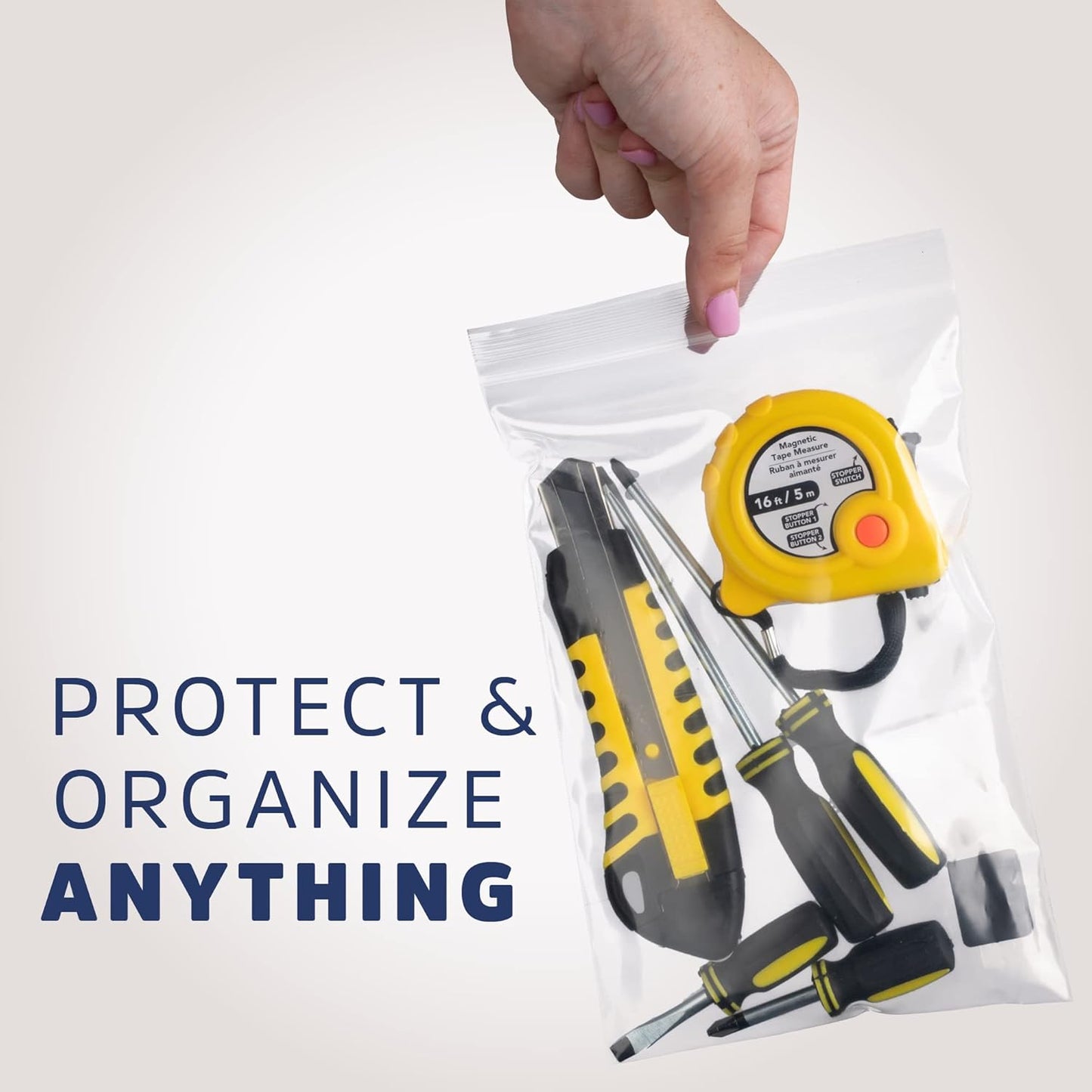 CLEAR PLASTIC RECLOSABLE ZIP BAGS - Bulk GPI Pack Of 200 5"x8" 4mil Thick Heavy Duty strong & Durable Poly Baggies With Resealable Zipper Lock For Travel, Storage, Packaging & Shipping.