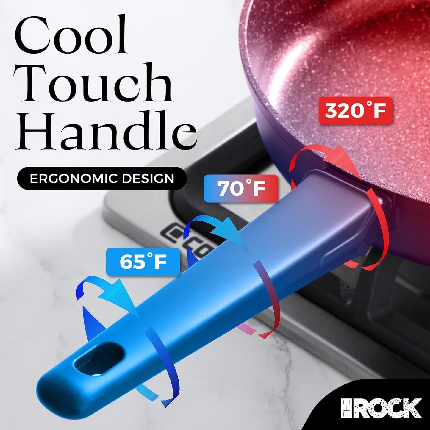 THE ROCK SOHO 9.5-Inch Non Stick Frying Pan – Nothing Sticks, Never Warps, Lasts Longer, Healthy Skillet with Heat-Resistant Handle, PFOA Free, Oven & Dishwasher Safe, Black