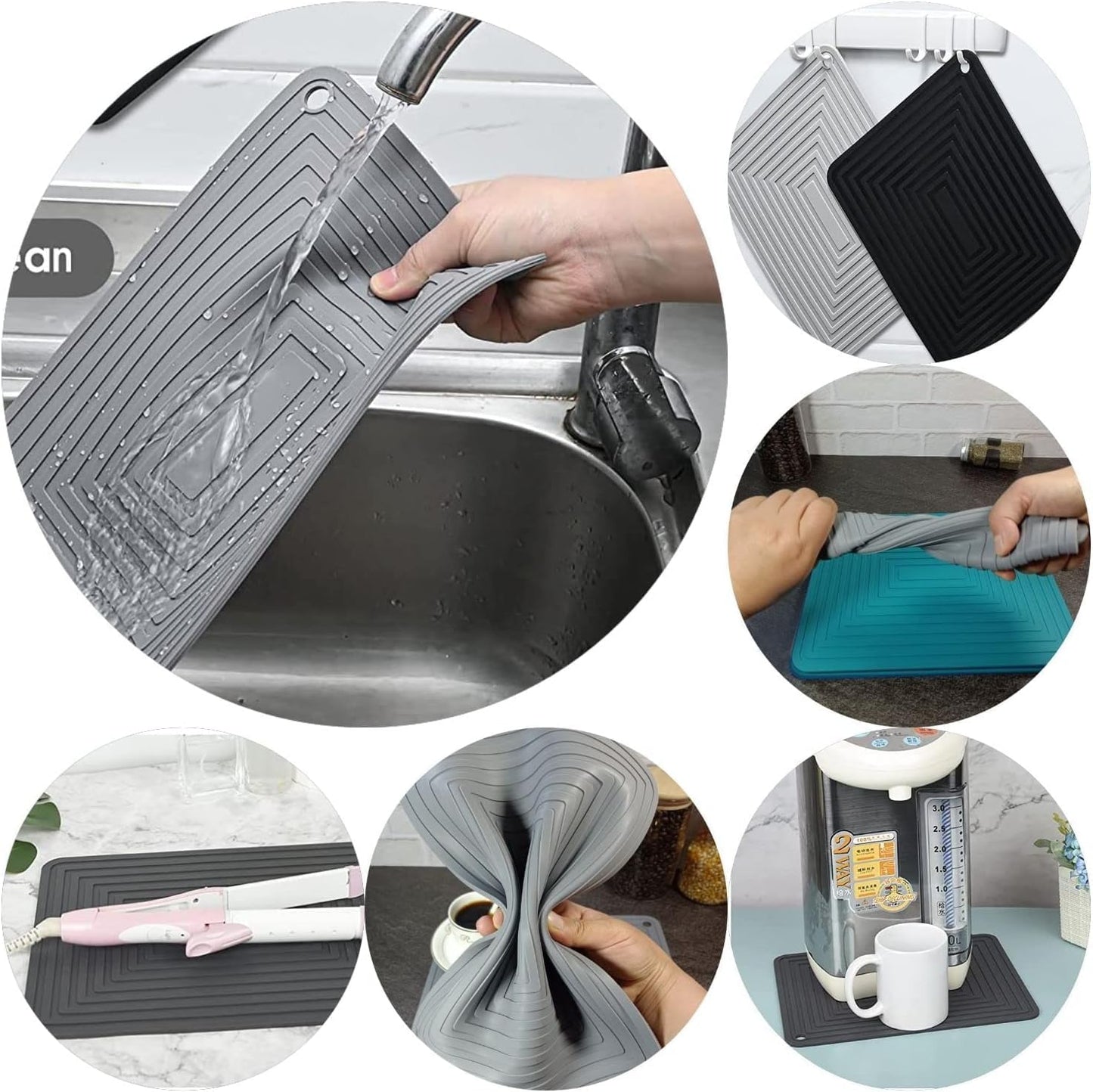 Silicone Trivets Mats Set 2, Red Silicone Hot Pads for Kitchen, Multi-Purpose Heat Resistant Pot Holders, 9 x 12 Inches