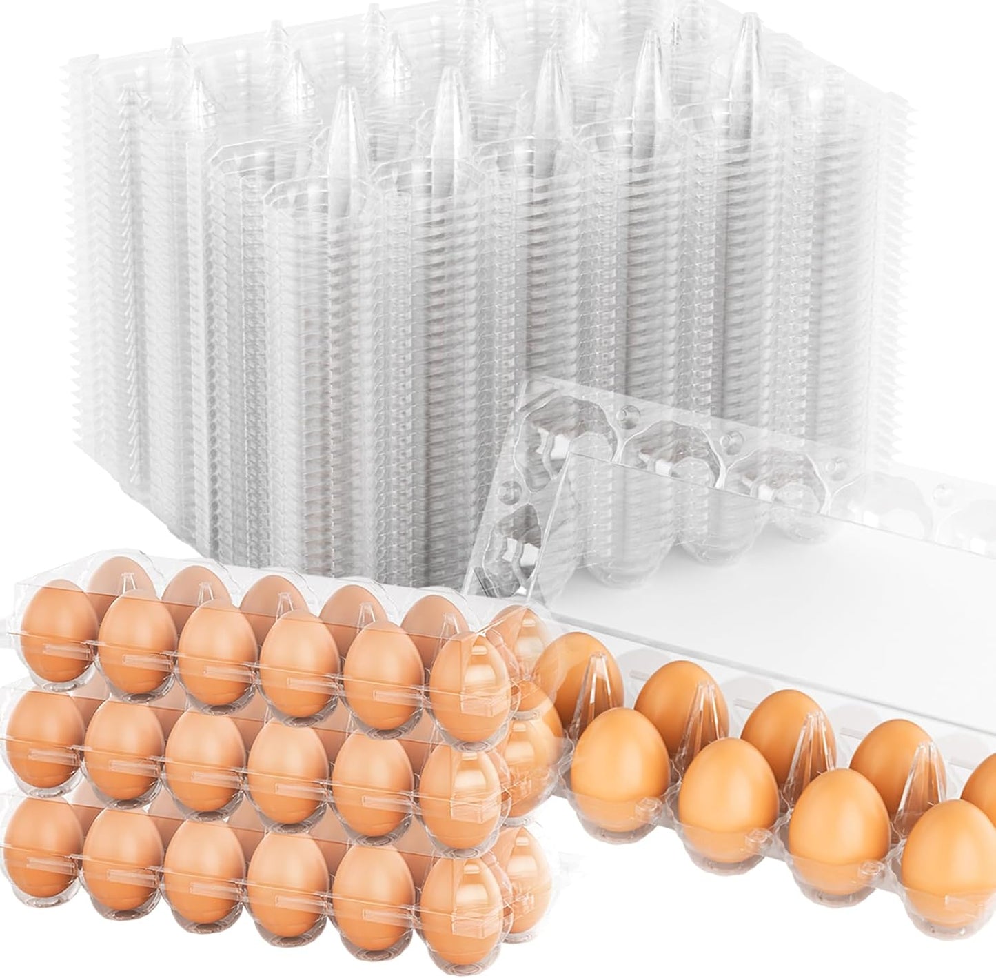 EVANCENT Egg Cartons Cheap Bulk 48 Pack, 1 Dozen Plastic Egg Carton for Refrigerator, Reusable Egg Container holders for Storing, Sharing, Selling, Clear Tray for Home Ranch Farm Market-2x6 Grids