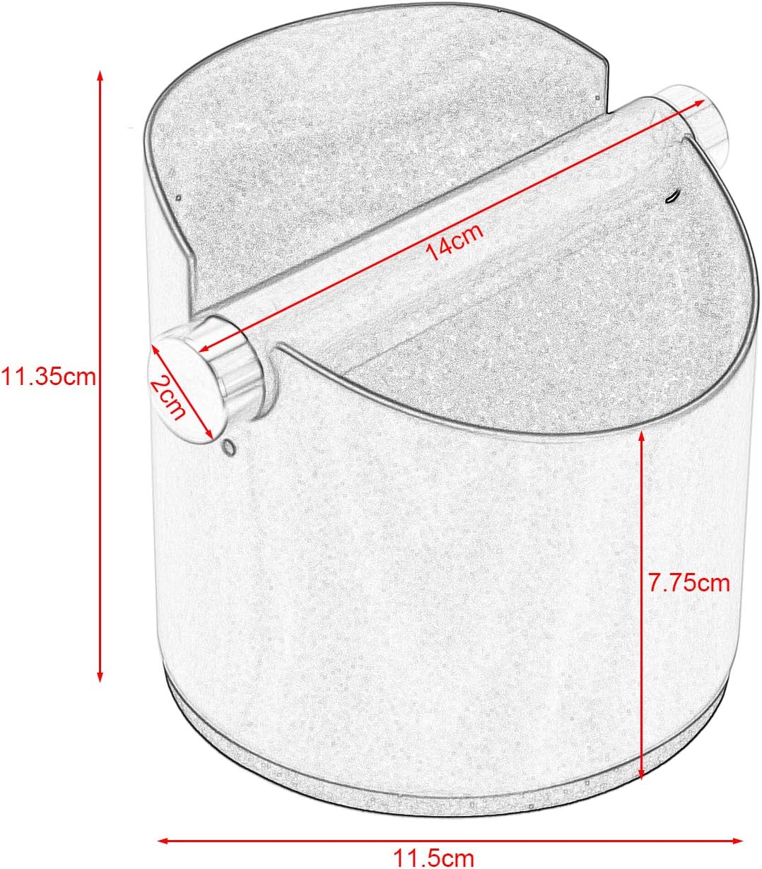 DIBTSA Espresso Knock Box, Stainless Steel Coffee Grounds Knock Box, With Removable Knock Bar and Non-Slip Rubber Base (Silver)