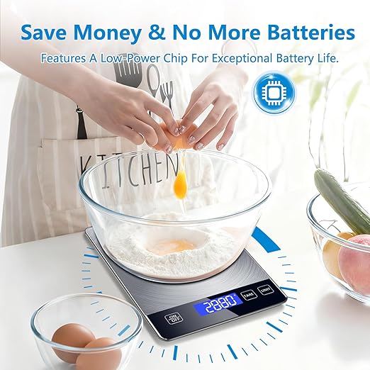 Food Scale, 33lb Digital Kitchen Scale Weight Grams and oz for Cooking Baking, 1g/0.1oz Precise Graduation, Stainless Steel and Tempered Glass