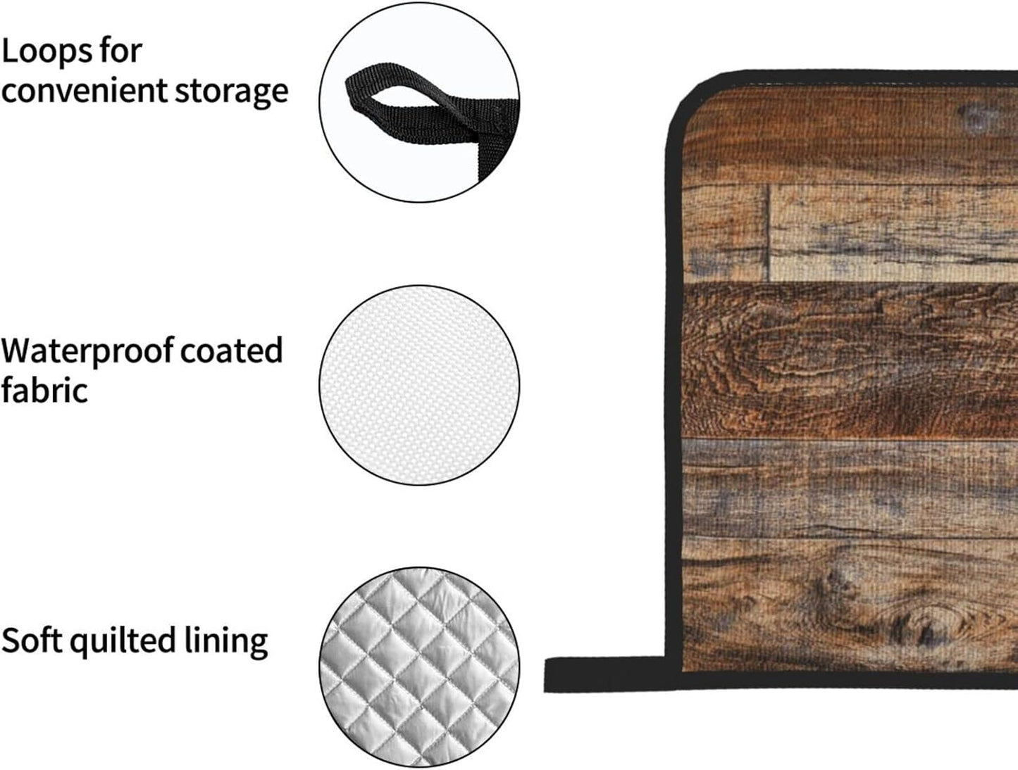 Oven Mitts and Pot Holders Sets of 4,Vintage Brown Wood Splicing Pattern,Oven Mitts Heat Resistant Oven Gloves Set Potholders for Kitchen Baking Grilling