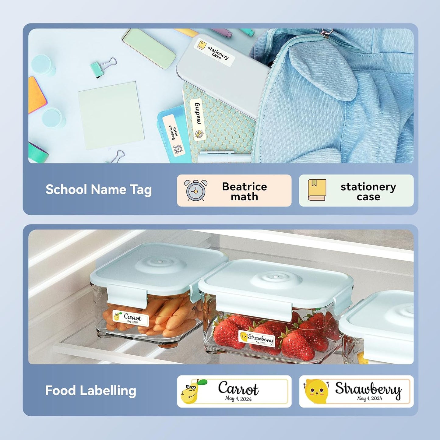 NIIMBOT D110 New Version Label Maker Machine with Tape, Handheld Bluetooth Label Printer, Mini Thermal Printer, Sticker Maker for Organizing Home Kitchen School,White