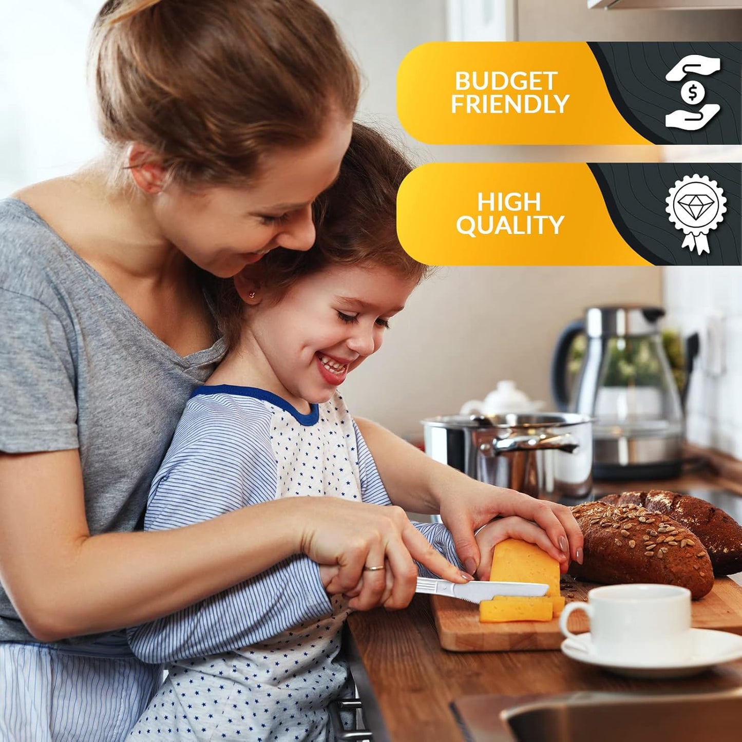 PAMI Heavy Weight Disposable Plastic Knives [200-Pack] - Bulk King Size Deluxe White Plastic Silverware For Parties, Weddings, Catering Food Stands, Takeaway- Heavy-Duty Single-Use Partyware Knives