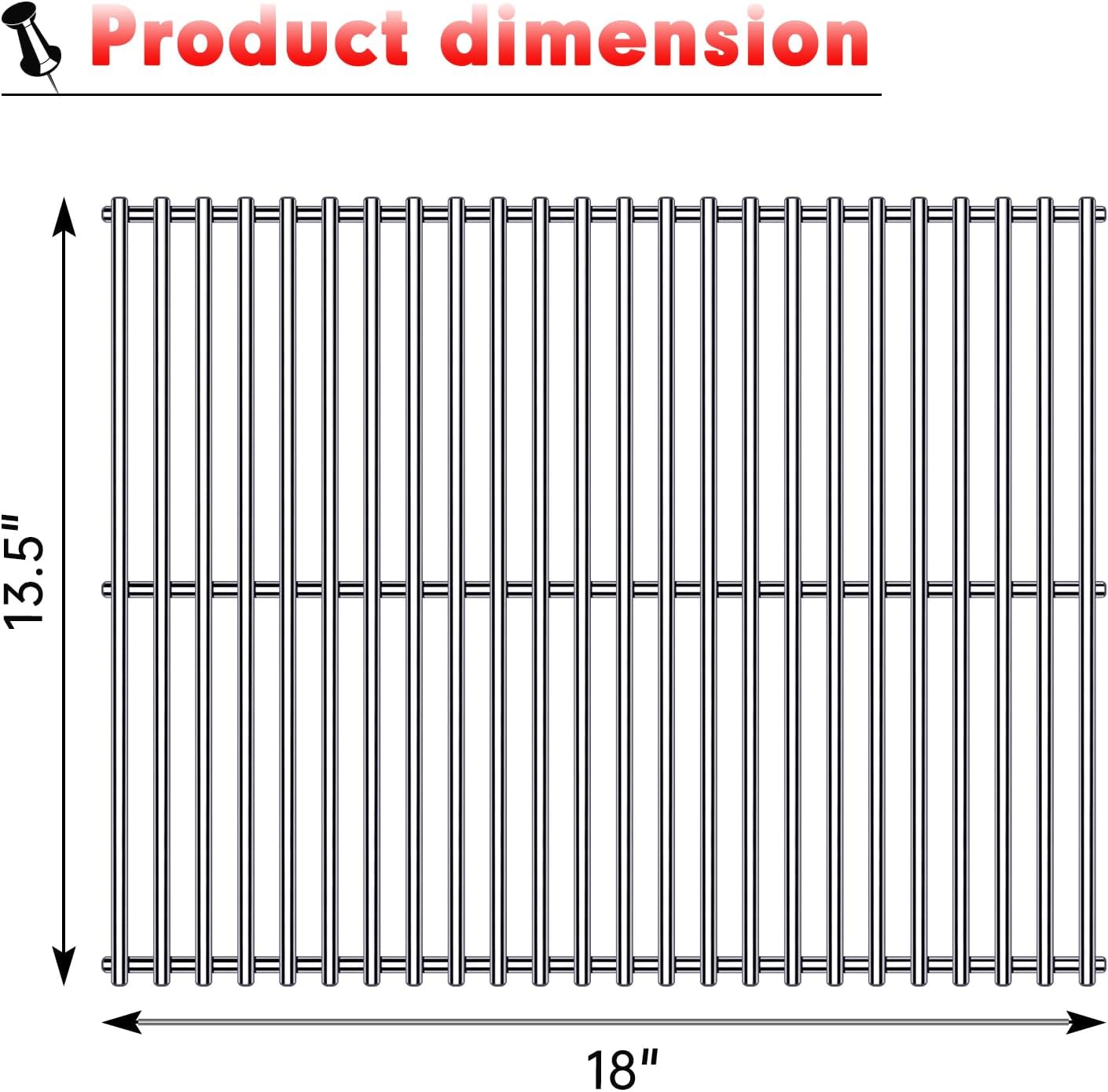 BBQ Grill Grates Replacement for Cuisinart Gas Grill CGG-200, CGG-220, CGG-240, Stainless Steel Cooking Grate Grids Gas Grill Parts Accessories 18 Inch for All Foods Portable Gas Grillls