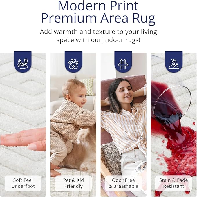 Abani Multicolor Southwestern Design Area Rug - Non-Shed Orange, Grey & Beige 9' x 12' Tribal Pattern Dining Room Carpet Rugs